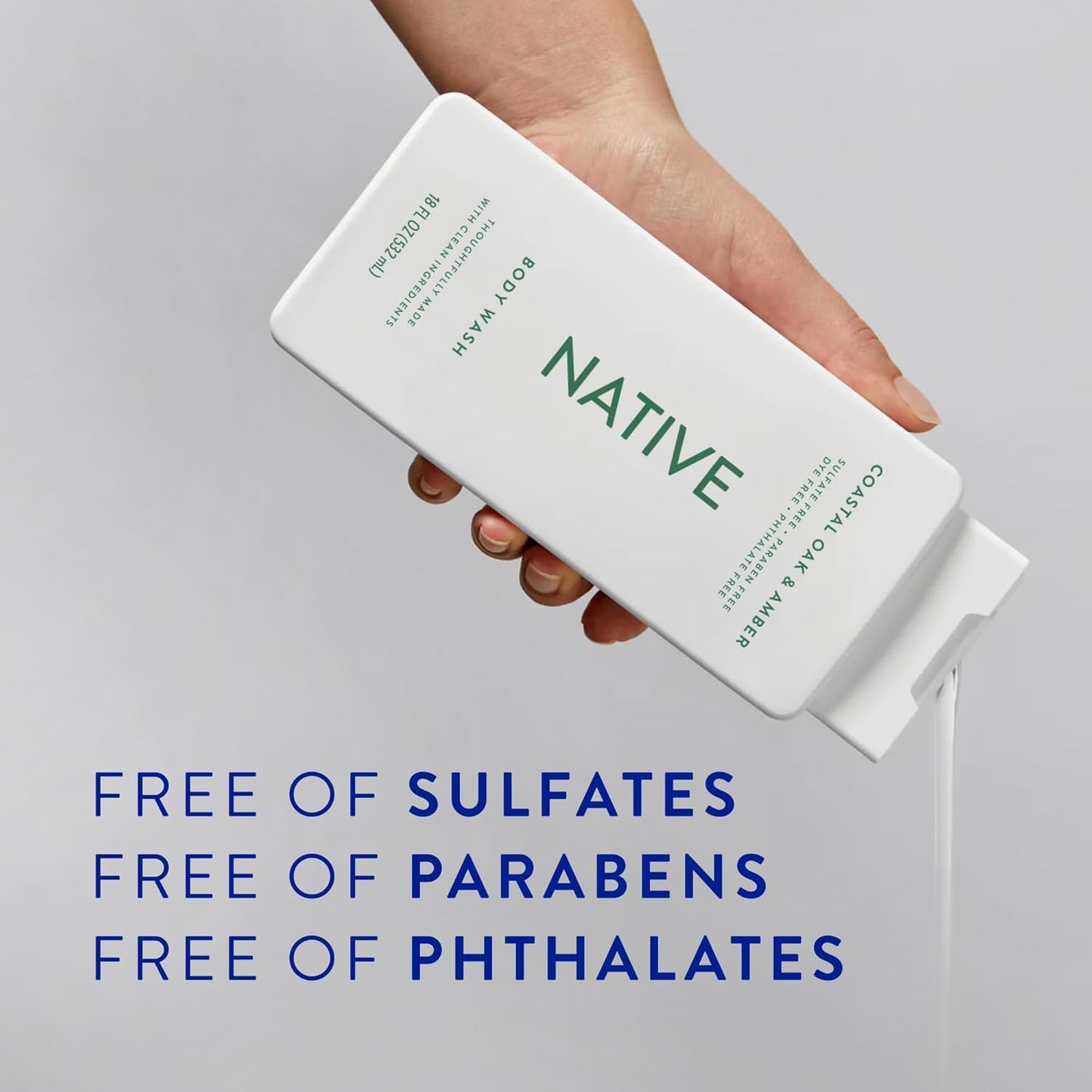 Native Body Wash Contains Naturally Derived Ingredients | For Women & Men, Sulfate, Paraben, & Dye Free Leaving Skin Soft and Hydrating | Coastal Oak & Amber 18 oz - 2 Pk