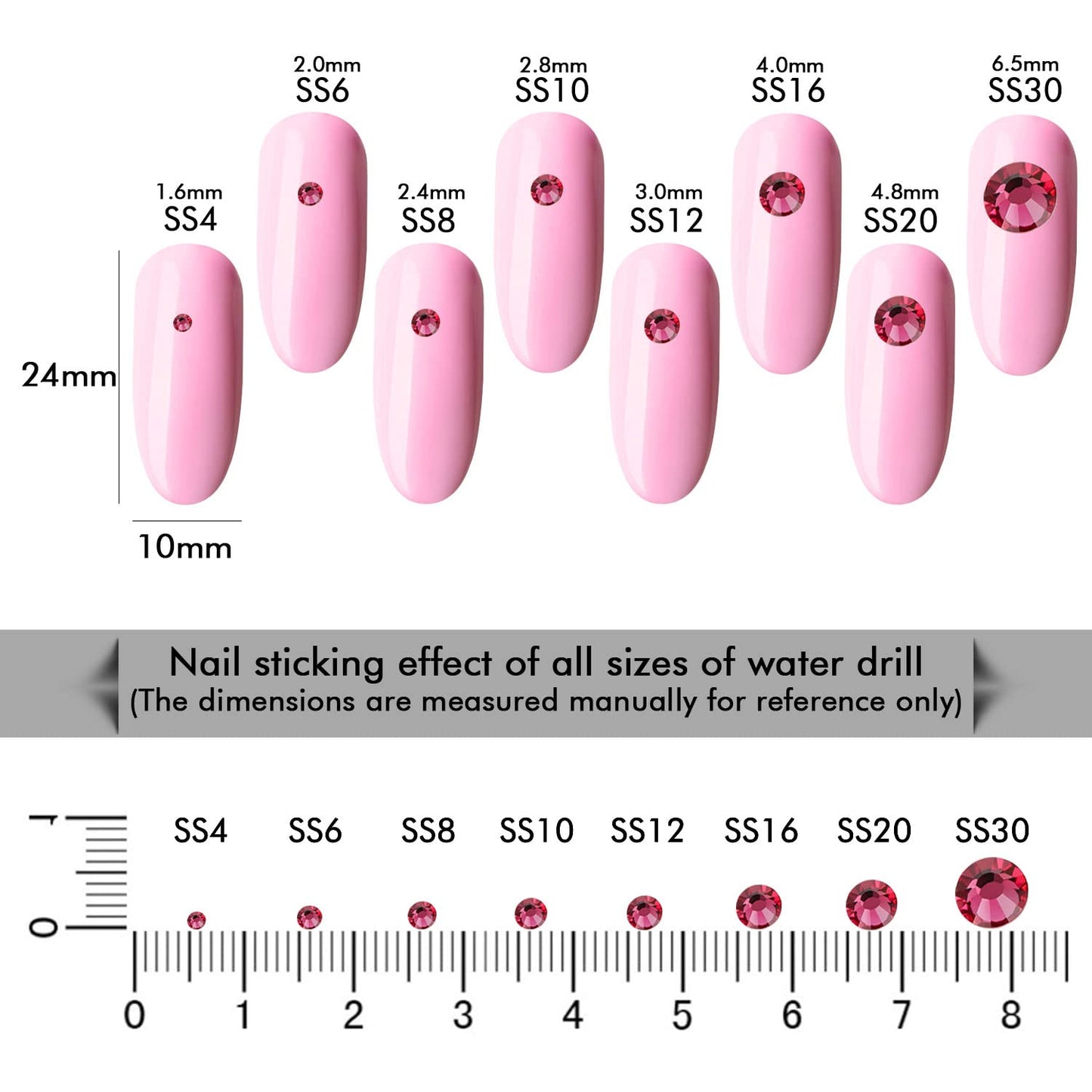 1440Pcs Rose Crystal Rhinestones,Glass Flatback Rhinestones Gemstones Small for Nail Face Makeup Art Crafts Clothes Decoration -(SS8,2.4mm,Rose)