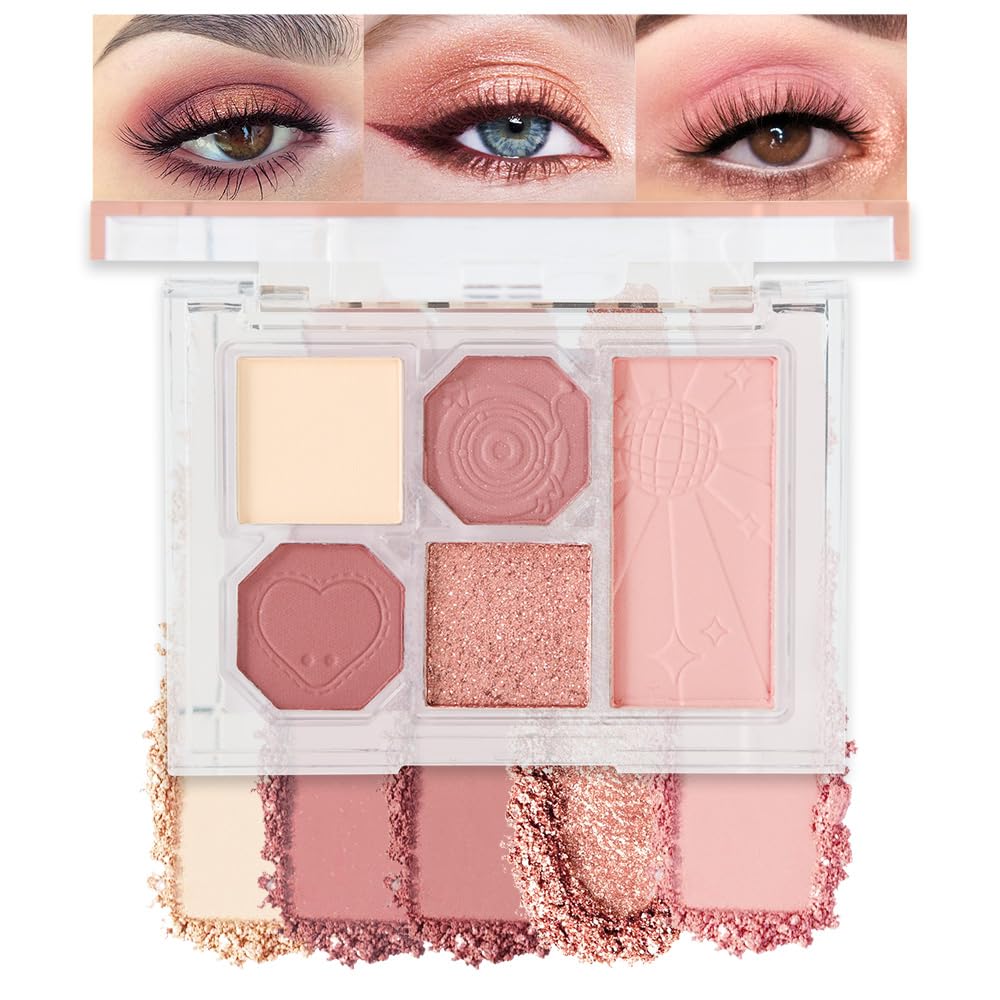 5 Colors Eyeshadow Palette Makeup, Matte Shimmer Eye Shadow Palette, Long Lasting Naturing-Looking, paleta de sombras de ojos,Everyday to Eye Makeup Looks,Vegan & Cruelty-free 01#