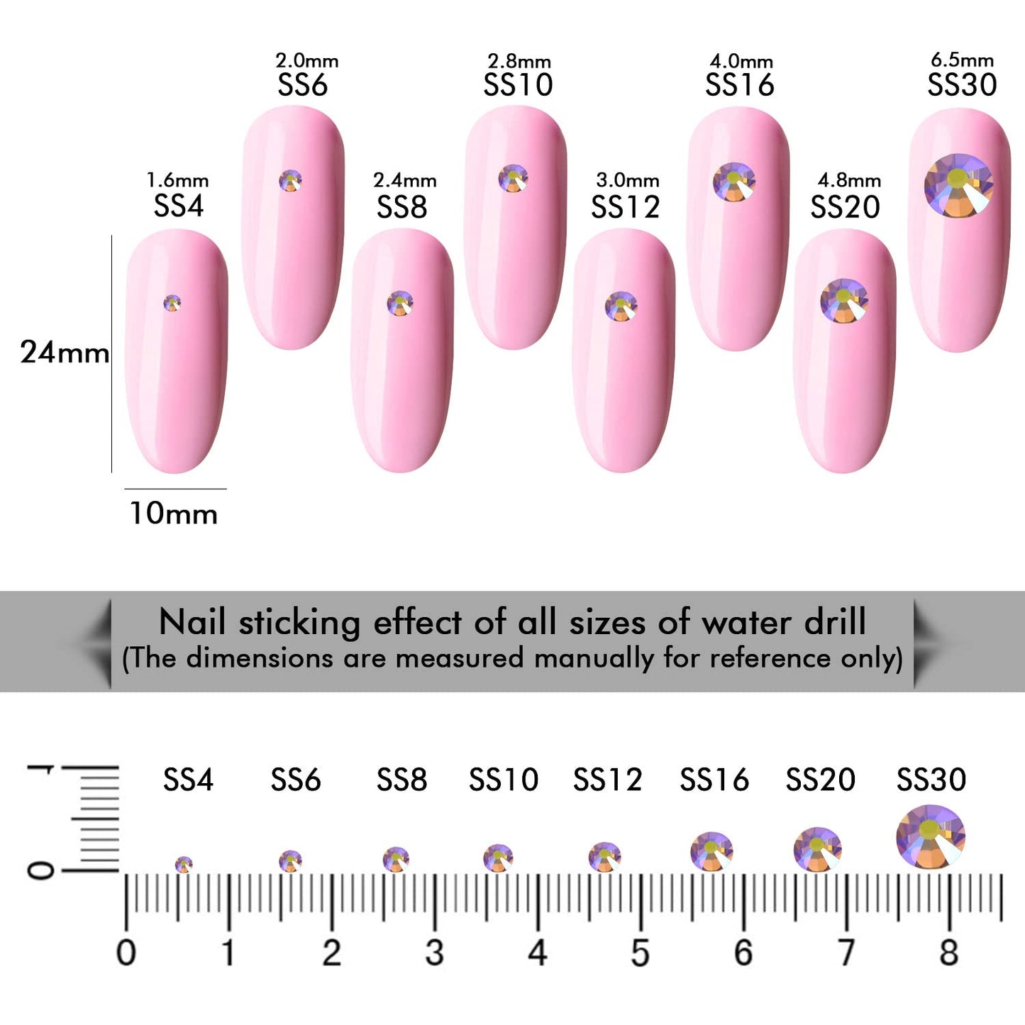 1440Pcs Topaz Ab Crystal Rhinestones,Glass Flatback Rhinestones Gemstones Mini for Nail Face Makeup Art Crafts Clothes Decoration -(SS8,2.4mm,Topaz Ab)