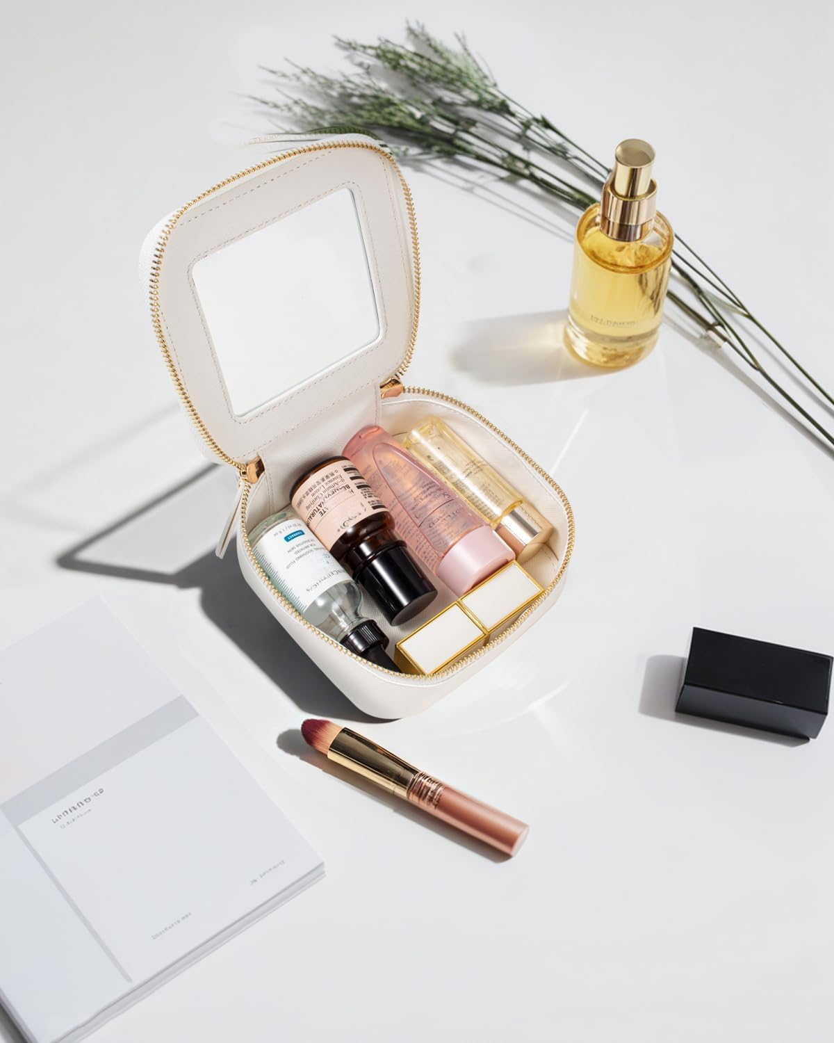 Travel Clear Makeup Bag Set, TSA Approved Cosmetic Bag Case with Zipper Portable Makeup Pouch Toiletry Bag Women Traveling Cosmetic Organizer Storage Bag Car Organizer Car Essentials for Women