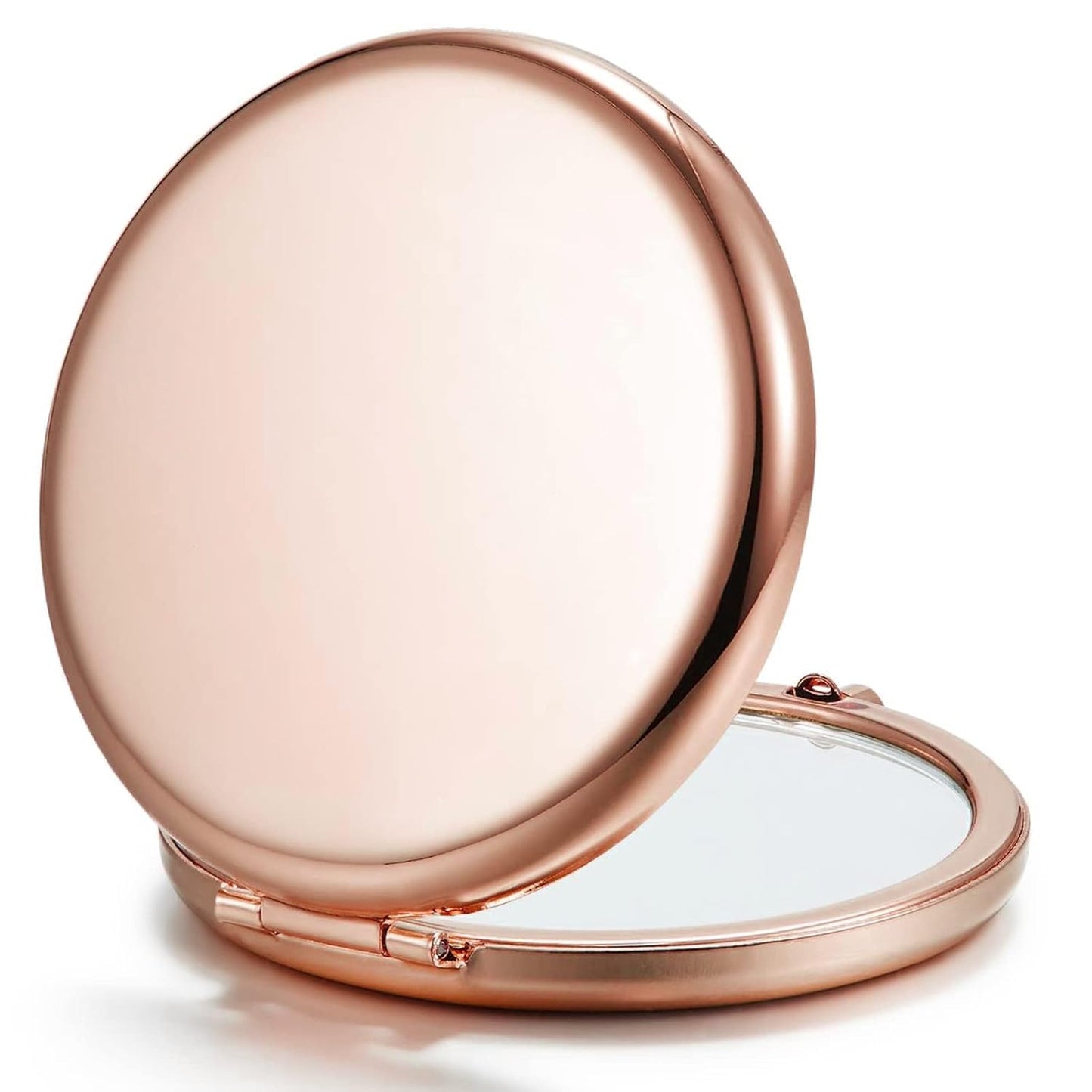 Compact Mirror Bulk, Pack of 6 Double-Sided 1X/2X Magnifying Metal Makeup Mirrors(Round, Rose Gold)