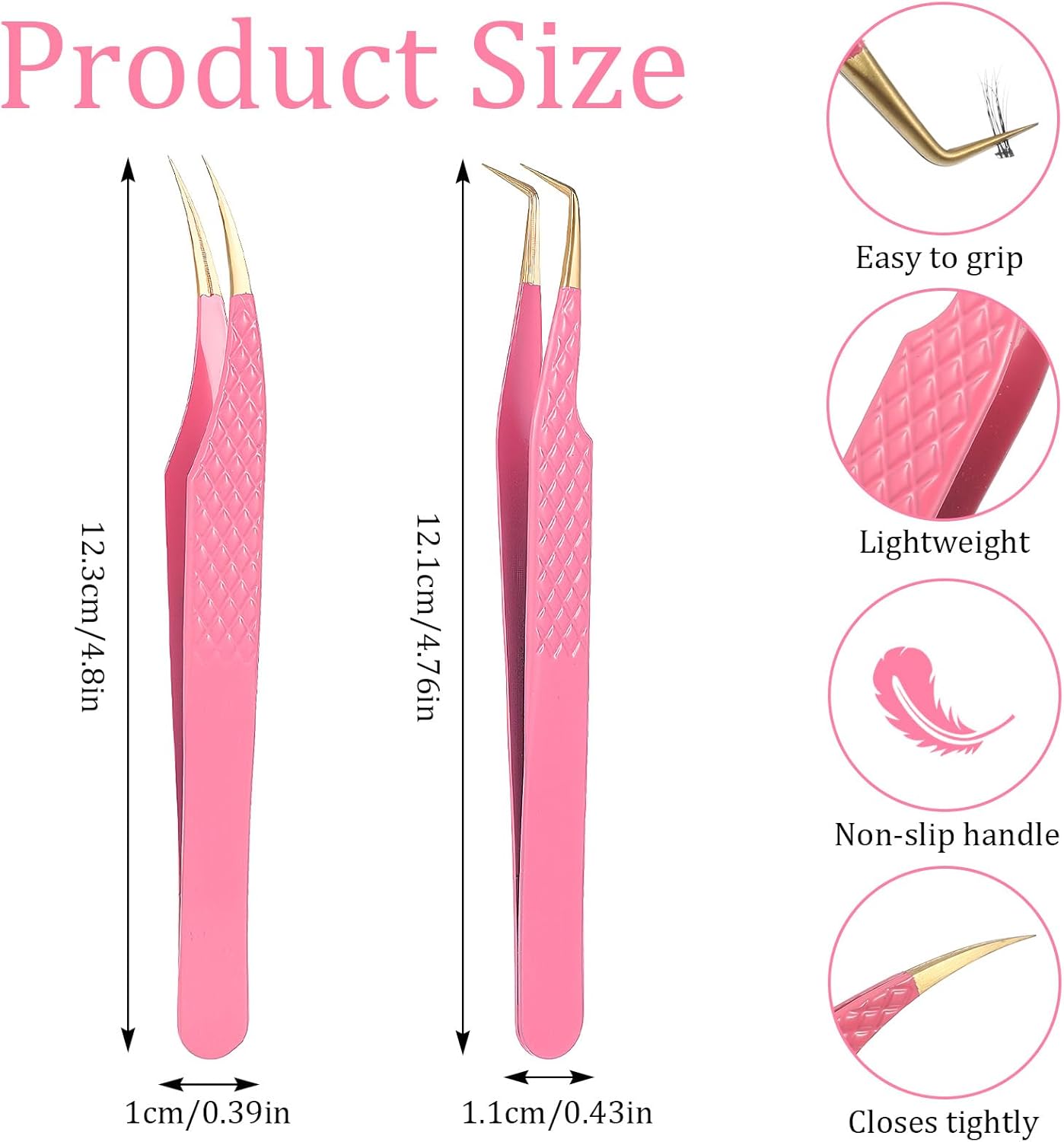 2pcs Lash Cluster Tweezers for Eyelash Extensions Straight and Curved Volume Lash Tweezers Set Lashes Cluster Tweezer for Volume Lashes Extensions, Crafting, Girls Women Beginners