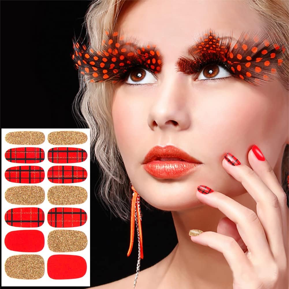 JERCLITY 24 Sheets Nail Polish Strips Wraps With Nail File Self-Adhesive Nail Stickers Gel Nail Strips for Women Girls