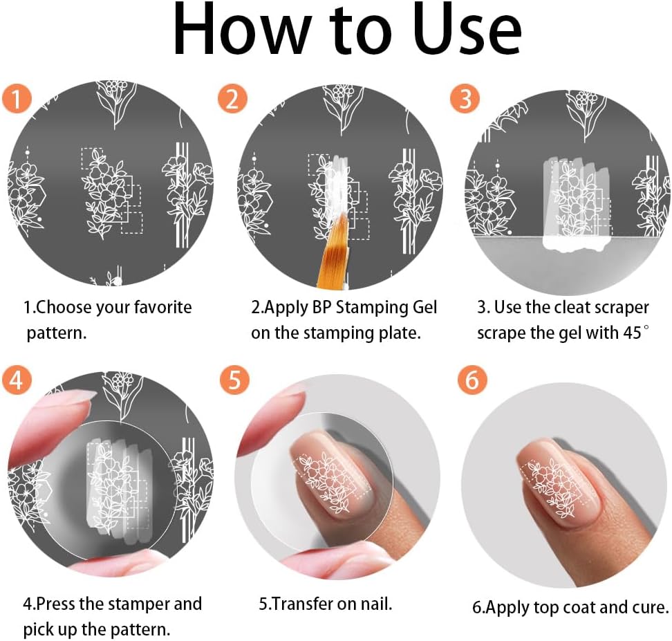 PH PandaHall 3pcs Nail Stamping Plate Plant Nail Stamper Flower Nail Art Stencils Printing Template Tip Nail Stencils Stainless Steel Nail Image Plates for Nail Art Decoration Design Manicure Salon