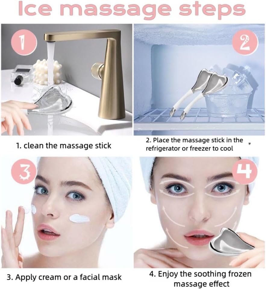 Ice Globes for Face & Eyes, Unbreakable Stainless Steel Cryo Massagers for Skincare Routines, Multifunctional Cold Roller Cooling Globes for Puffiness, Sagging Skin, and Facial Relaxation