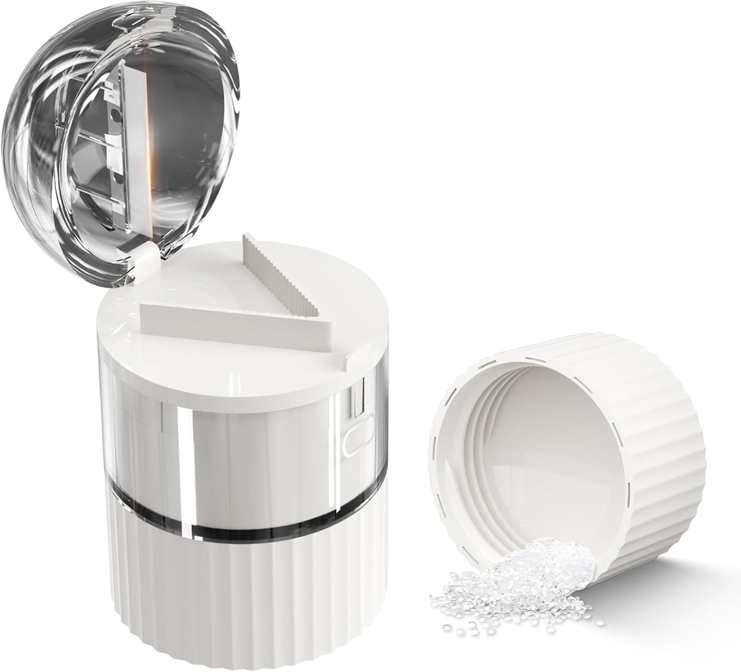 4-in-1 Pill Crusher and Pill Cutter,Pill Crusher Fine Powder,Pill Cutter for Small or Large Pills,Vitamins, Tablets, Stainless Steel Blade, Removable Drinking Cup