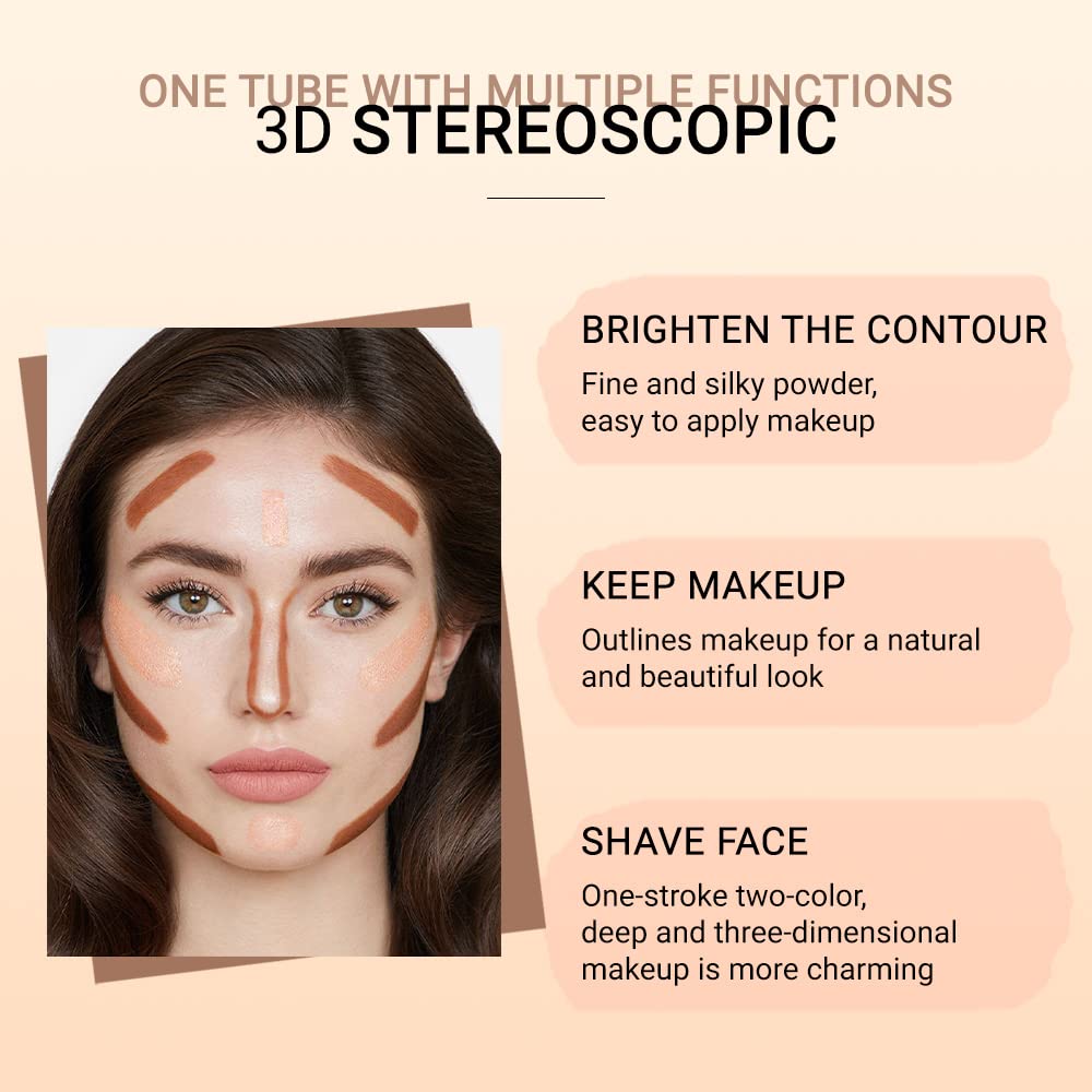 evpct 2In1 Cream Contour Stick Contouring Concealer Sticks Makeup Face Cream Kit for Beginners Creamy Contour and Highlight Stick contorno base de maquillaje para mujer en oferta 03 Natural & Coffee