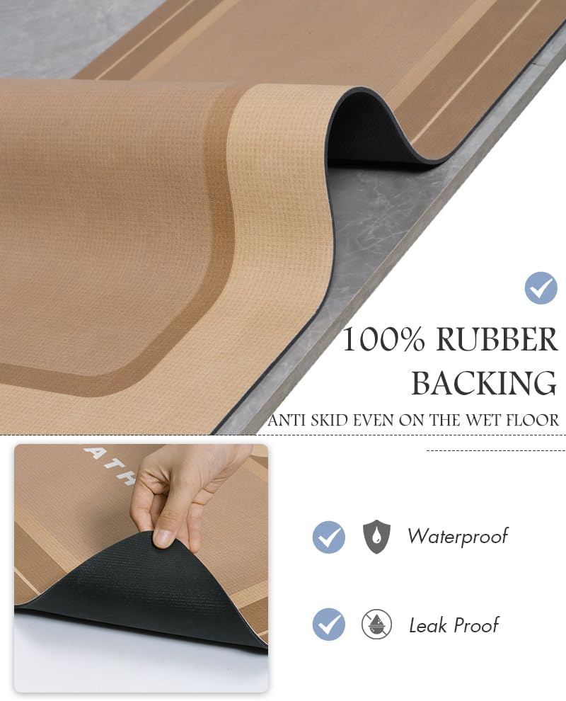 MontVoo Non Slip Bath Mat - Super Absorbent, Stain Resistant, Quick Dry - 17"x27" Brown