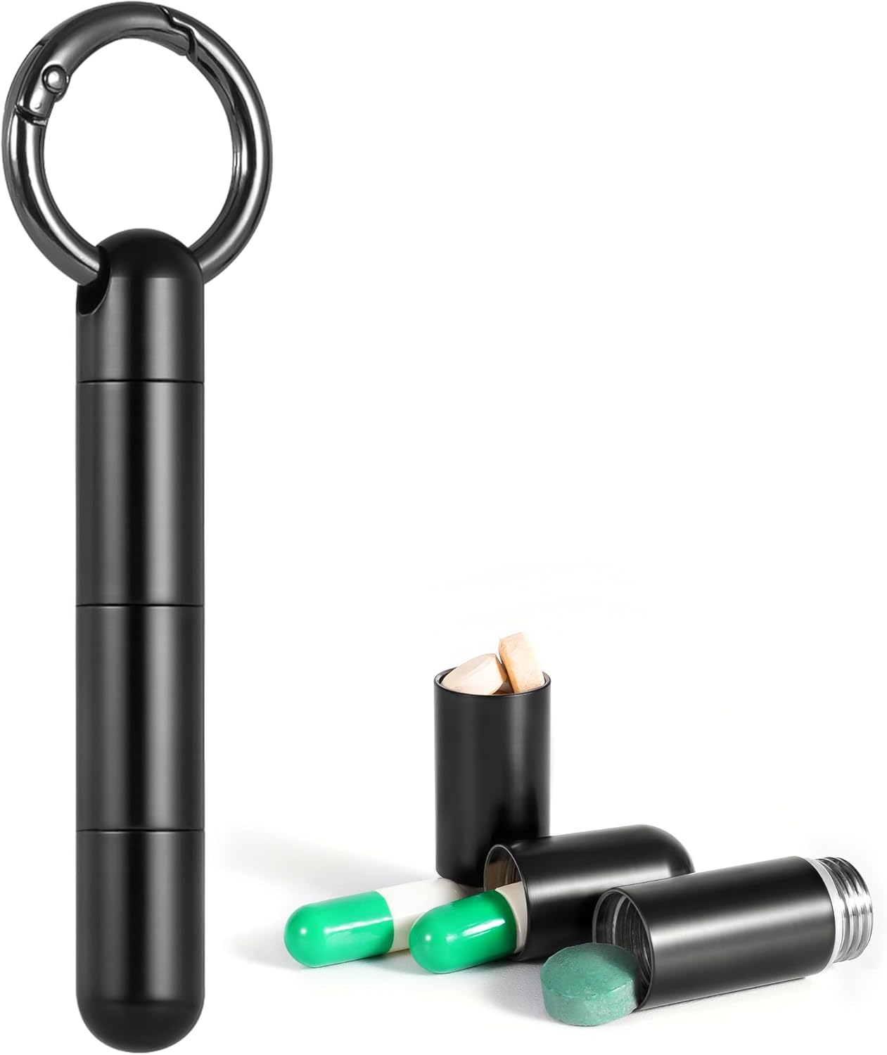 Titanium Keychain Pill Holder,Mini Pill Case Keychain,Waterproof Pocket Pill Case,Small Pill Container for Travel Purse(3 Compartment)