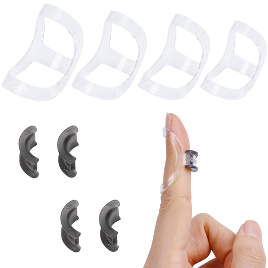 8Pcs Clear Oval Finger Splints & Click-Lock Adjustment Kit, 4 Graduated Finger Ring Splint & 4 Splint Adjustment, Finger Braces for Arthritis, Mallet, Straightening, Support (Size 11-14)