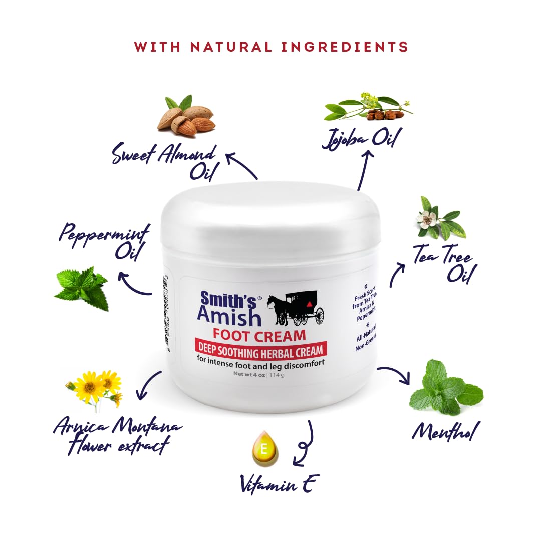 Smith's Amish Foot Cream Deep Soothing, Calming to Feet and Legs 3 Pack