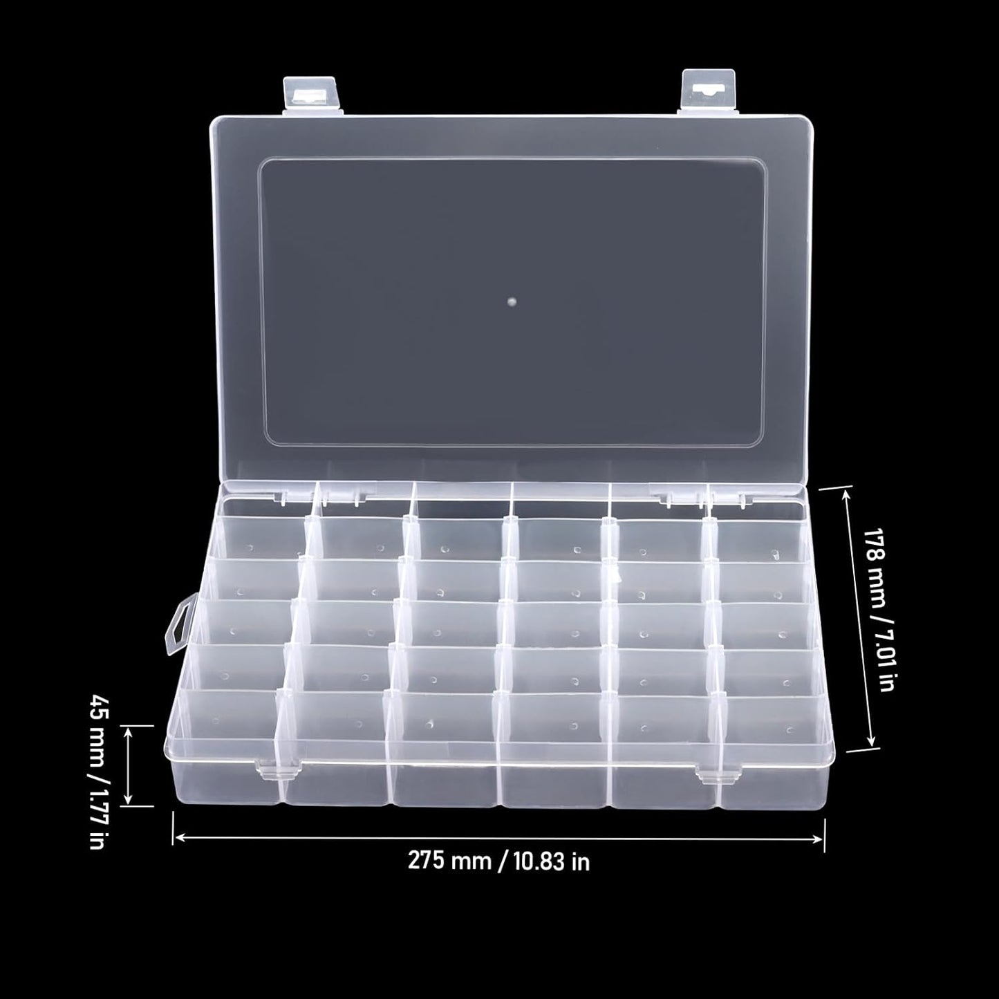 KINJOEK 8 Pack 36 Grids Plastic Bead Organizer Containers Storage, Adjustable Dividers Diamond Jewelry Craft Painting Storage Case, Clear Small Fishing Tackle Box for Sewing Cross Stitch Accessories