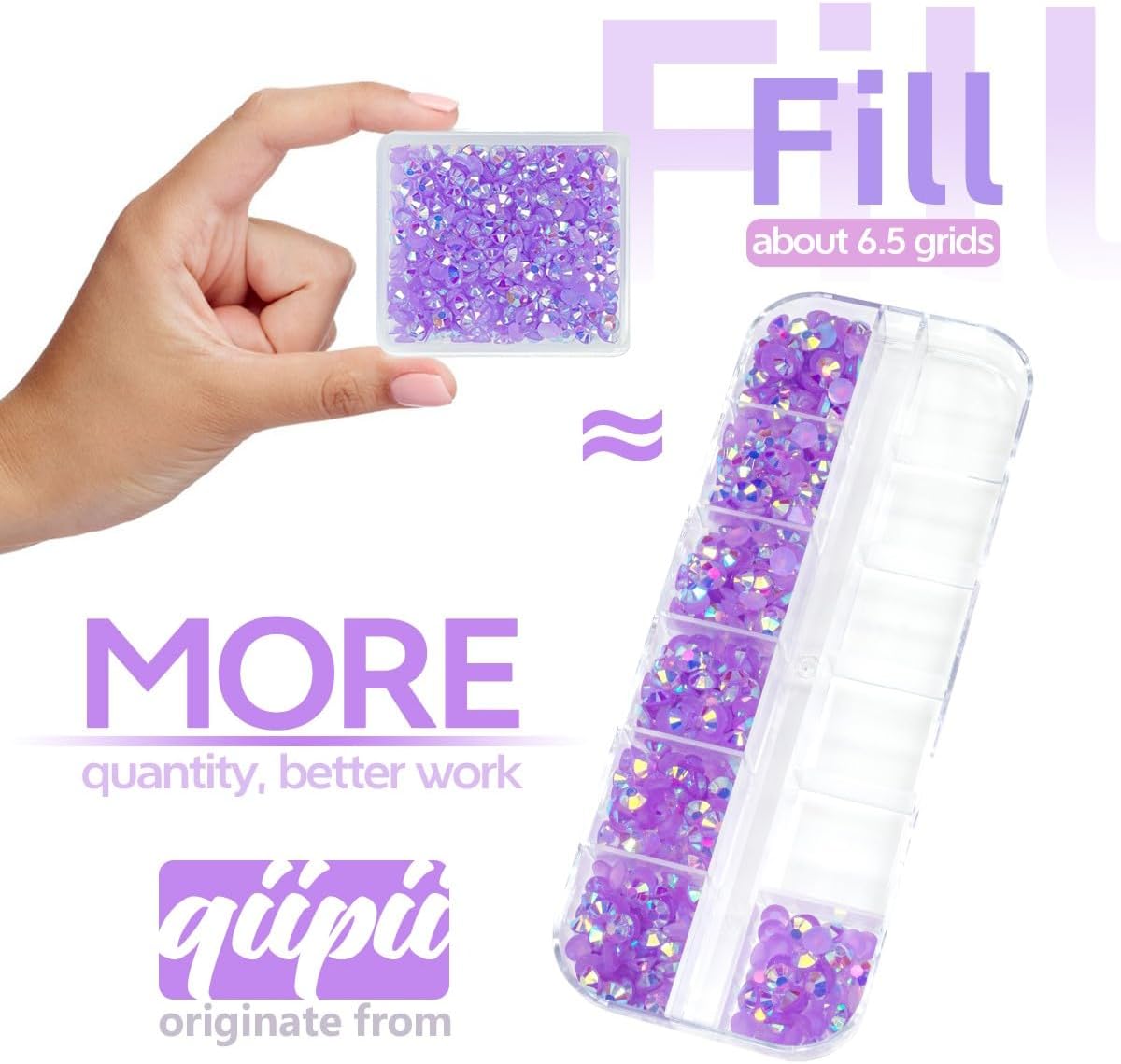 Light Purple AB Resin Rhinestones w B7000 Jewelry Glue for Bedazzling Crafting 3mm 4mm 5mm 6mm Violet Flatback Jelly Stones Bulk SS10-SS30 Diamonds Gems for Nails Face Makeup Tumblers Crafts