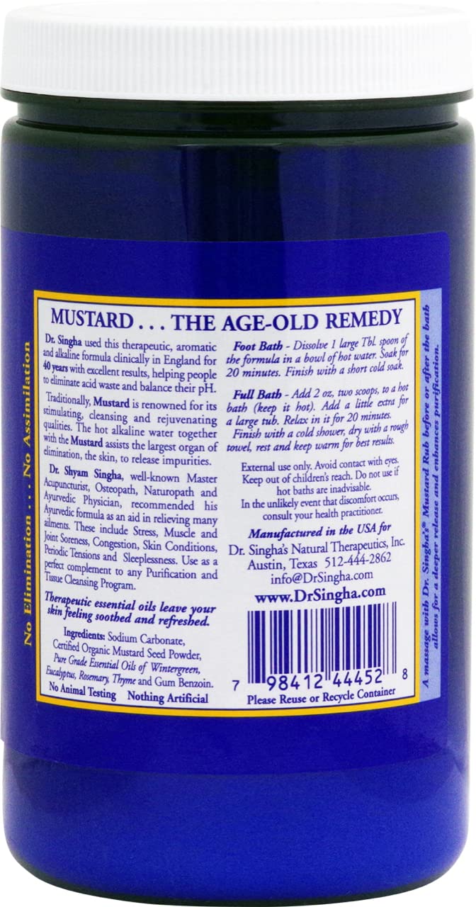 Dr. Singha’s Mustard Bath – Therapeutic Bath Salts for Relaxation, Soothing Comfort & Refreshing Aroma – 28 oz Aromatherapy Soak with Mustard Seed & Essential Oils - Bathing Alternative to Epsom Salt