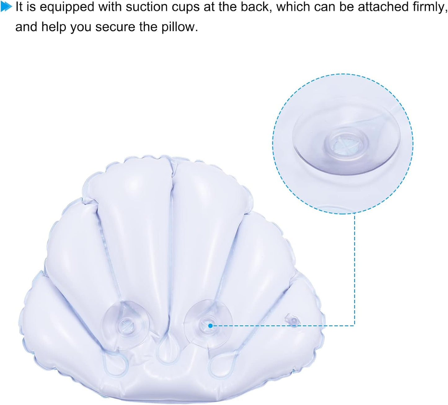 PATIKIL Inflatable Bath Pillow with Suction Cups, 2 Pack Terry Cloth Covered Shell Shape Bathtub Spa Pillow Neck Support for Bathtub Hot Tub, White
