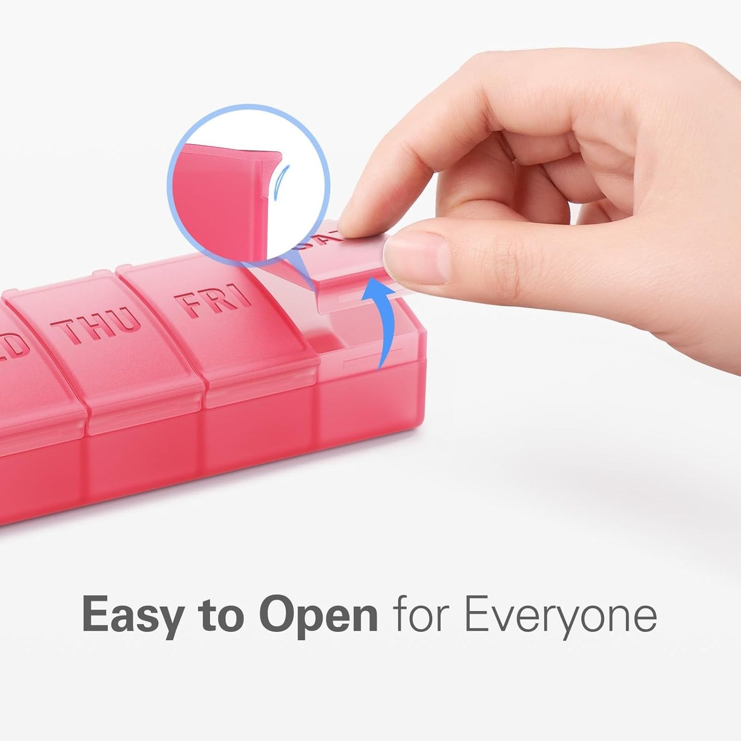 Barhon Pill Organizer Large, Weekly Medicine Pill Organizers, 7 Day Pills Box Case Travel for Big Vitamin Supplements Fish Oil, Red