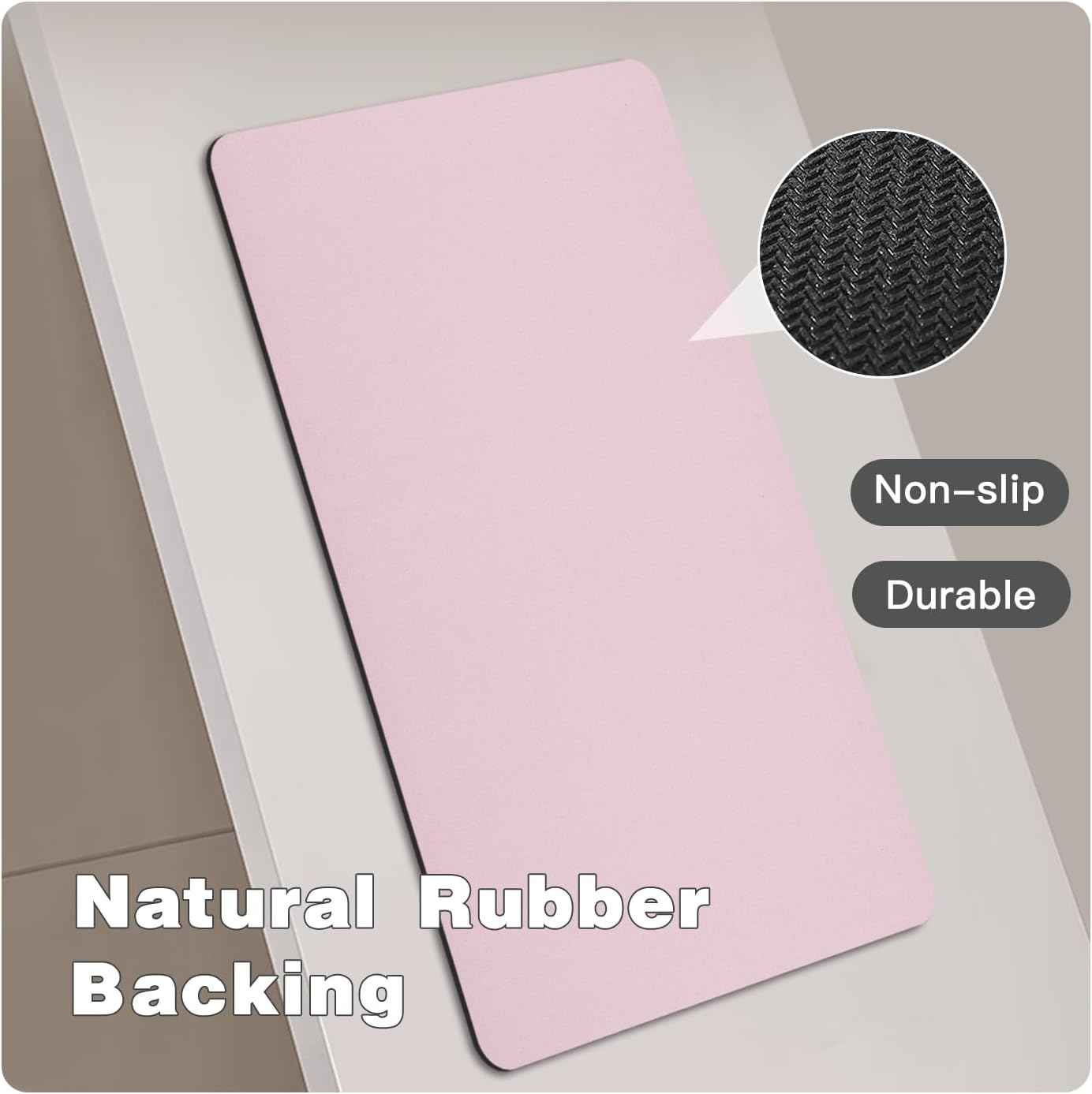 Pink Bath Mat, Bathroom Rugs Non Slip Washable Thin Absorbent Quick Dry Bath Mat Fits Under Door Bathroom Floor Mat Perfect for Bath, Shower, or Sink 24"x36" Pink