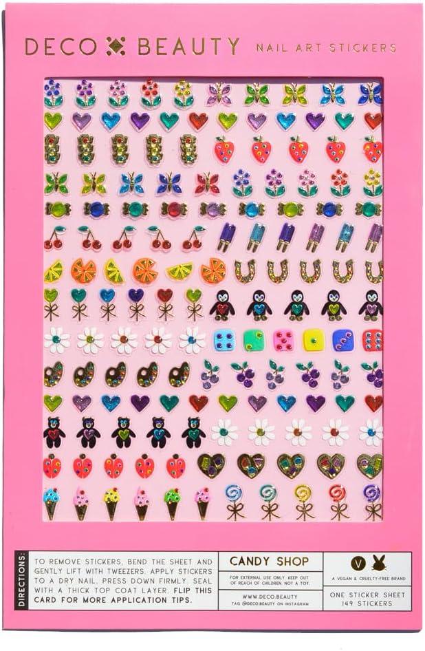 Candy Shop Nail Stickers - Lightweight & Easy-to-Apply Nail Art with Cute & Trendy Designs - Durable & Long-Lasting Nail Stickers for Women, Ideal for DIY Manicures