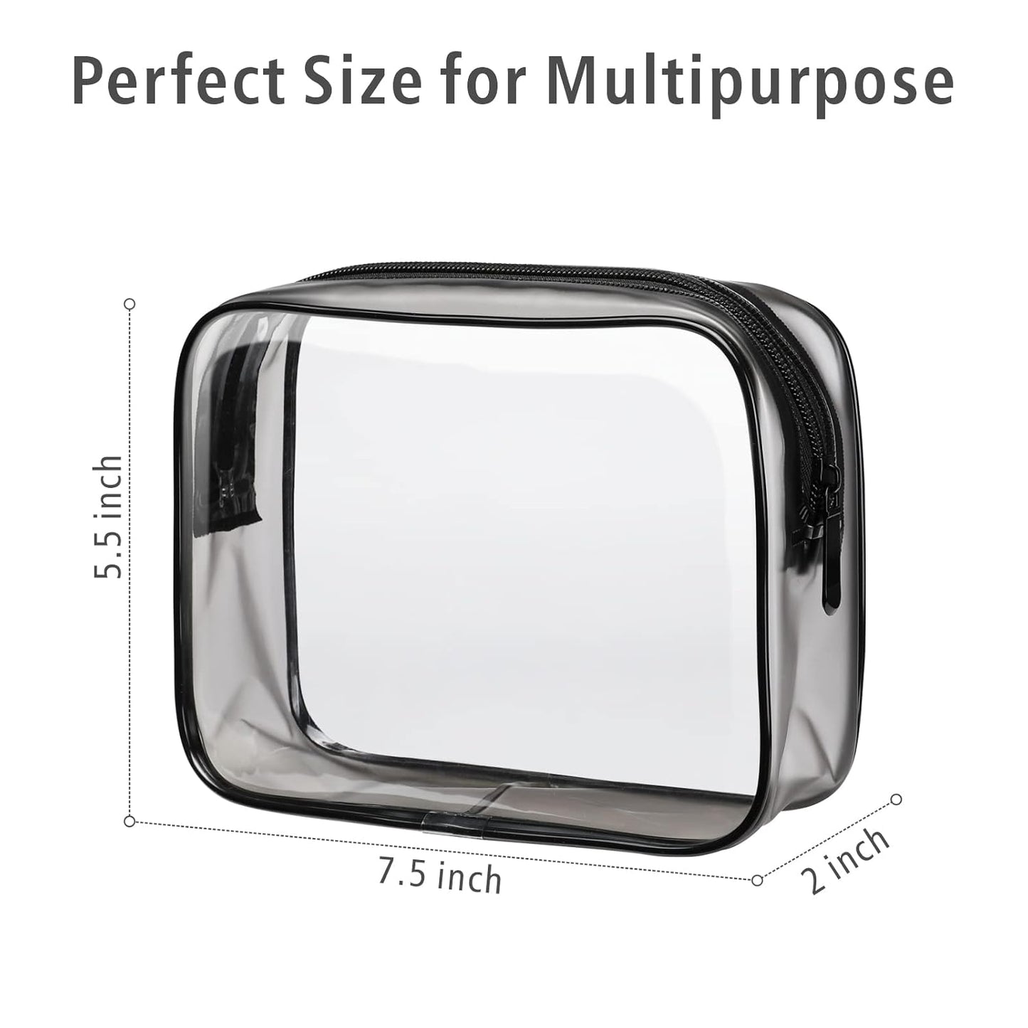 PACKISM Clear Toiletry Bag - 3 Pack TSA Approved Toiletry Bag Quart Size Bag, Travel Makeup Cosmetic Bag for Women, Carry on Airport Airline Compliant Bag, Black