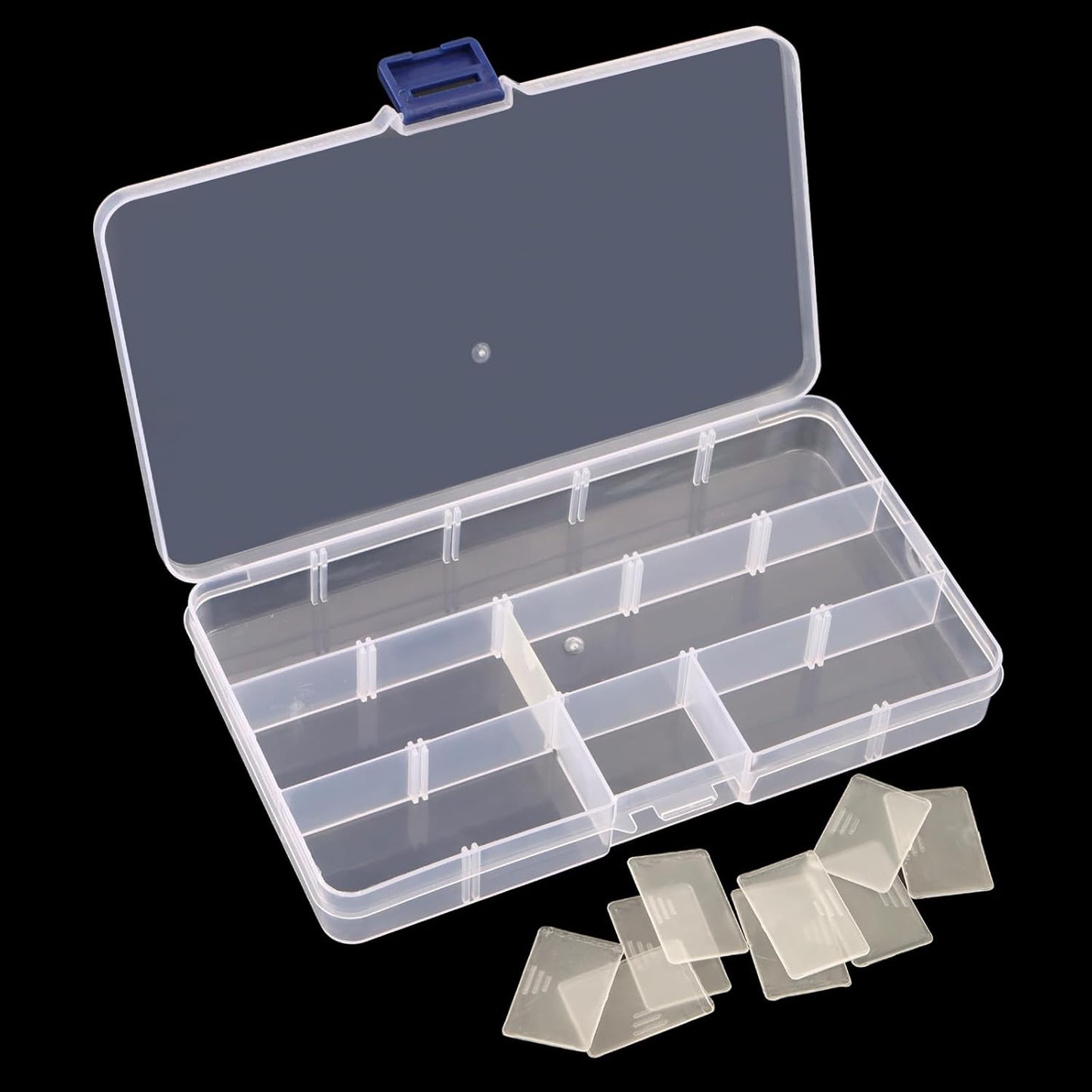 KINJOEK 32 Pack 15 Grids Plastic Bead Organizer Containers Storage, Adjustable Dividers Diamond Jewelry Craft Painting Storage Case, Clear Small Fishing Tackle Box for Sewing Cross Stitch Accessories