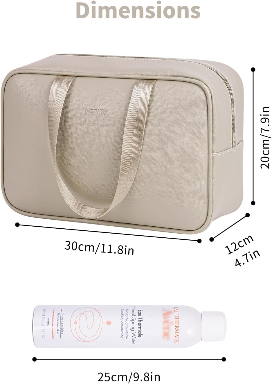 PU Leather Large Travel Toiletry Bag Women Toiletries Bag Skincare Bag Makeup Bag Organizer Make up bag Cosmetic Bag Medicine Bag for Girls (Large, Brown)