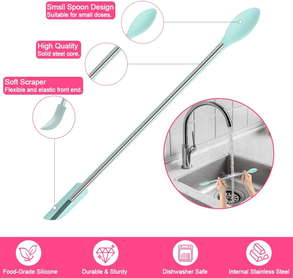 9 Pieces Mini Silicone Spatula-Makeup Spatula-Small Silicone Spatula-Thin Spatula Set for Skinny Openings-Abnaok Tiny Scraper for Jar,Kitchen Bottles,Cosmetic