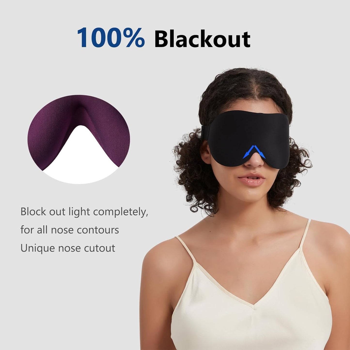 ALASKA BEAR 100% Blackout Sleep Mask for Women and Men, 3D Pillowy Soft Light Blocking Eye Mask with Contoured Eye Cups, Earplugs Set, Purple