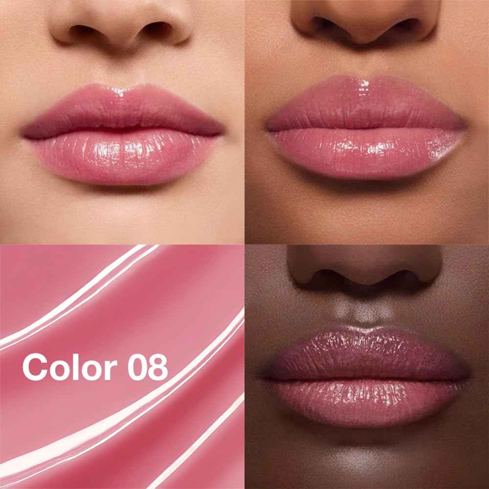 Soft Pink Tinted Lip Balm, Hydrating Sheer Soft Matte Finish Lipstick for Women, Creamy Natural Color Lip Tint Balm Lightweight And Non-greasy Lip Glow Long Lasting Waterproof for Dry Lips 08#