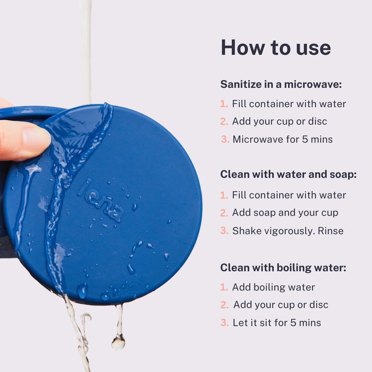 Lena Menstrual Cup Sterilizer Case, Compact, Collapsible Silicone Container for Cleaning Period Cup & Menstrual Disc, Travel, Home and Dorm, Menstrual Cup Cleaner, Feminine Care, Light Blue