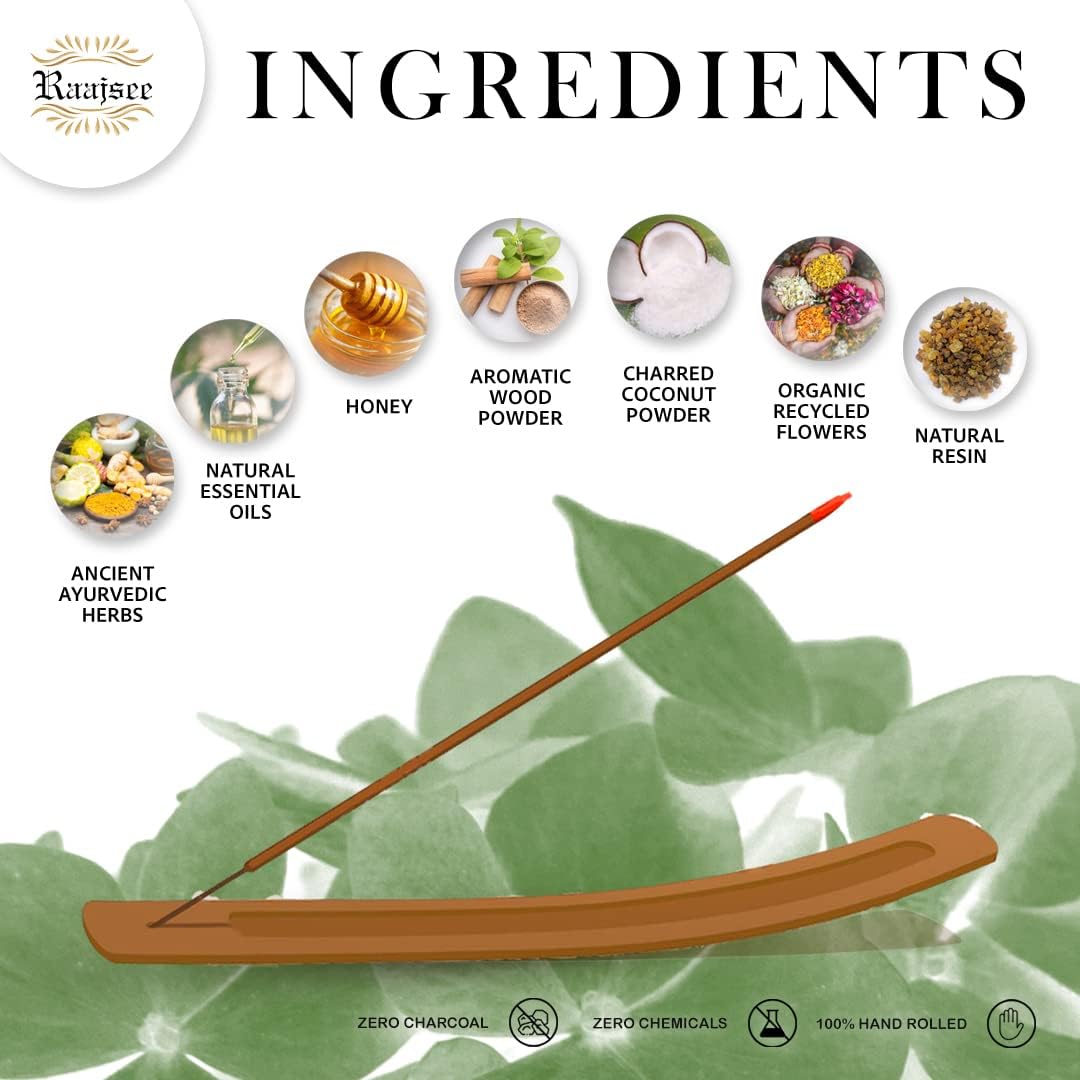 Raajsee Incense Sticks Eucalyptus 100 gm Pack-100% Pure Organic Natural Hand Rolled Free from Chemicals-Perfect for Church, Aromatherapy,Relaxation,Meditation,Positivity & Sensual Therapy