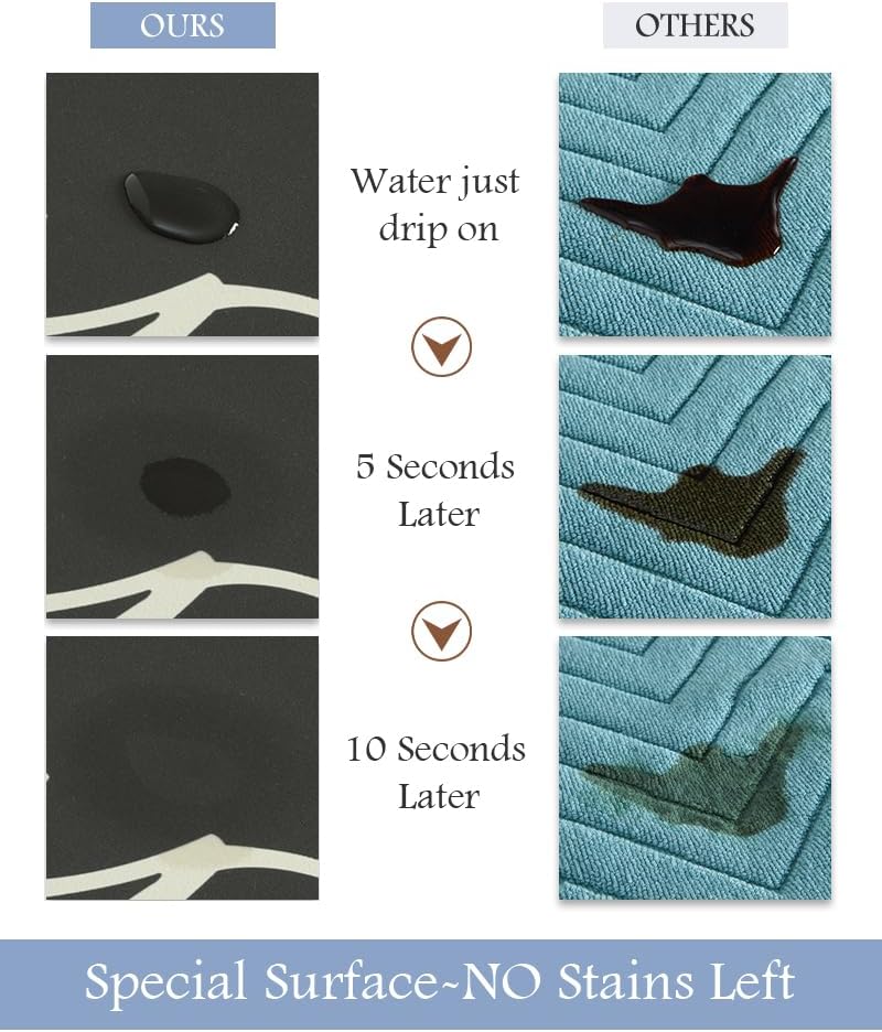 MontVoo-Bath Mat Rug Long Non Slip Super Absorbent Bathroom Runner Stain Resistant Quick Dry Thin Bathroom Mat Fit Under Door-17"x59",Black