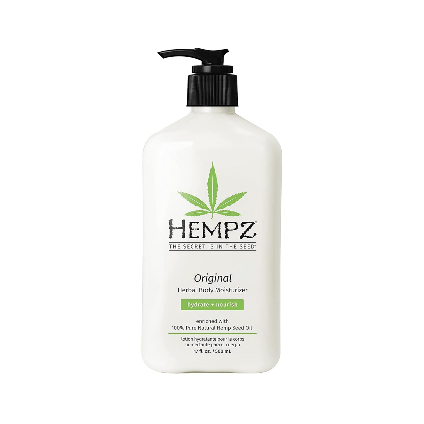 Hempz Original, Natural Hemp Seed Oil Body Moisturizer with Shea Butter and Ginseng, Original Scent, Floral Banana, 17 Fl.Oz ( Packaging may vary )