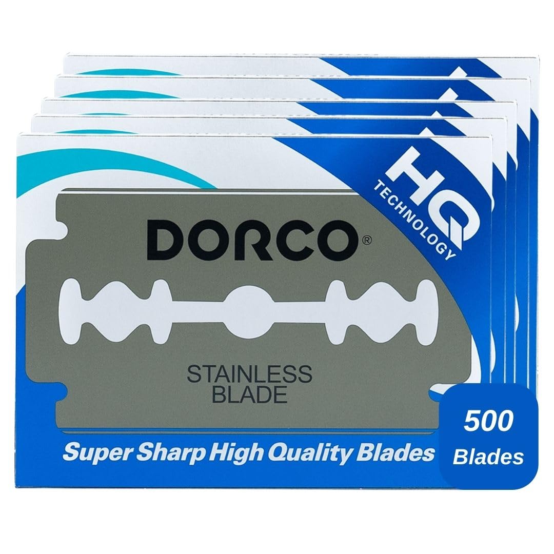 Dorco ST300 Platinum Extra Double Edge Razor Blades 500 Count, Premium Stainless Steel Shaving Blades, Super Sharp for Smooth, Precise Shave