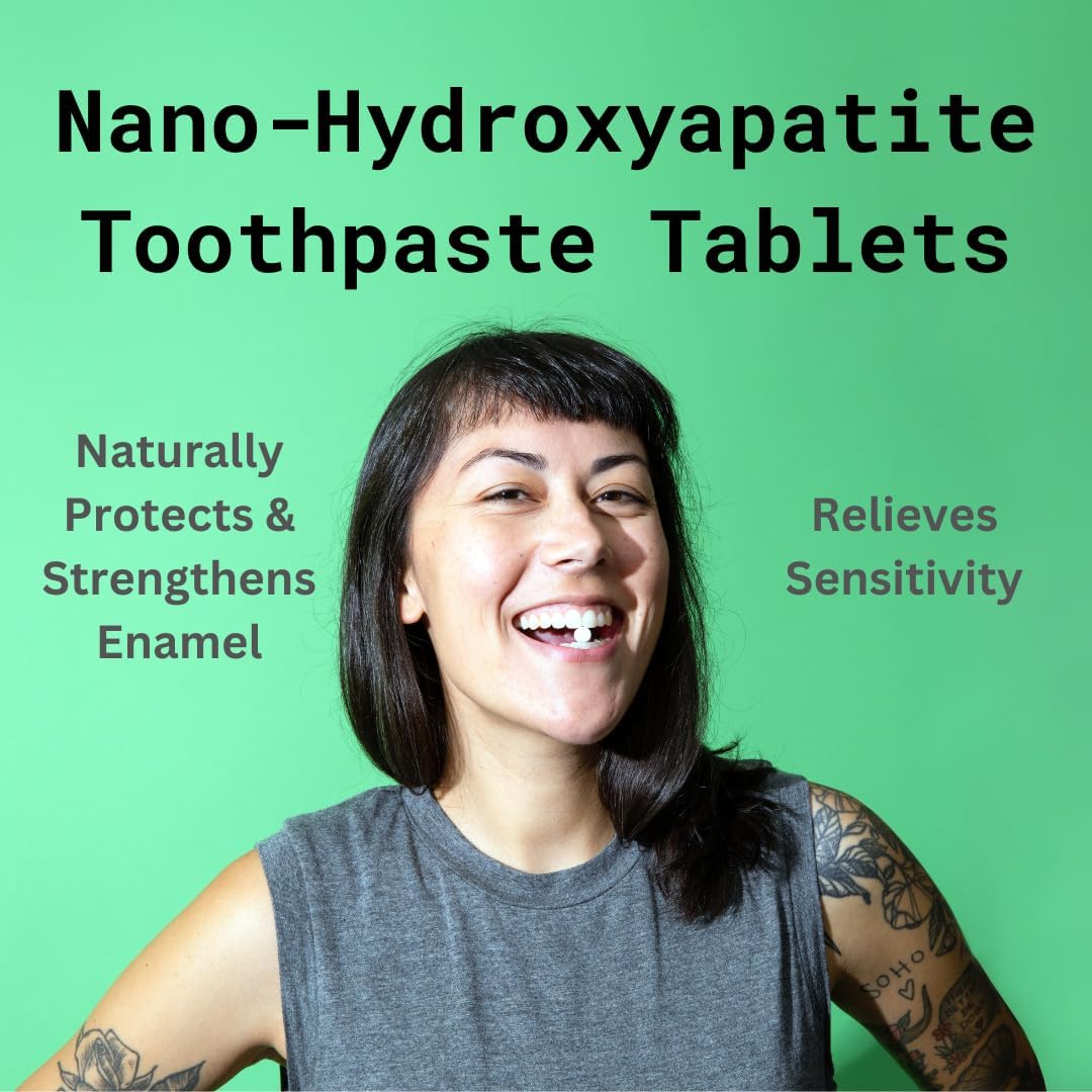 Canary Nano Hydroxyapatite Toothpaste Tablets Strawberry Kiwi - Remineralizing, Fluoride Free, All Natural Tabs with Xylitol - Great for Kids, Plastic Free - 126 Count