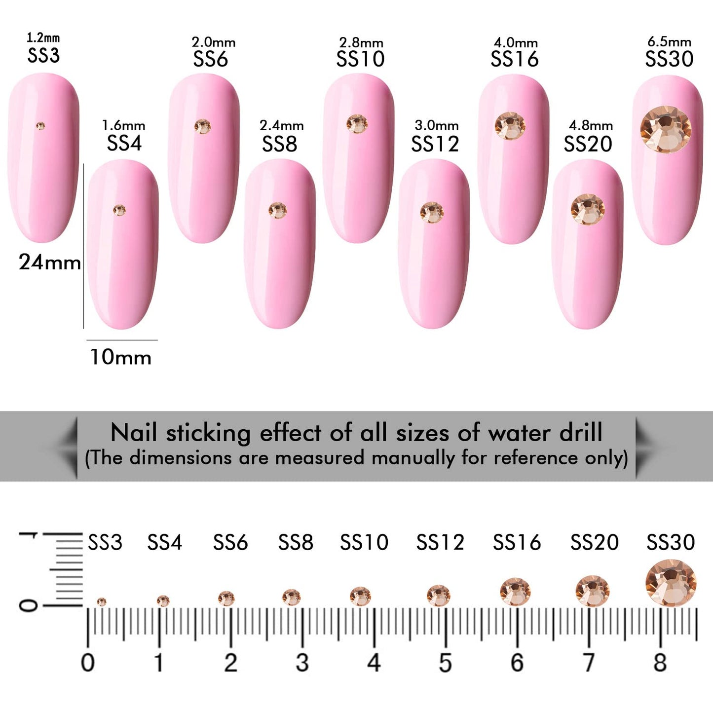 1440Pcs Champagne Crystal Rhinestones,Glass Flatback Rhinestones Gemstones for Nail Face Makeup Art Crafts Clothes Decoration -(SS20,4.8mm,Champagne)