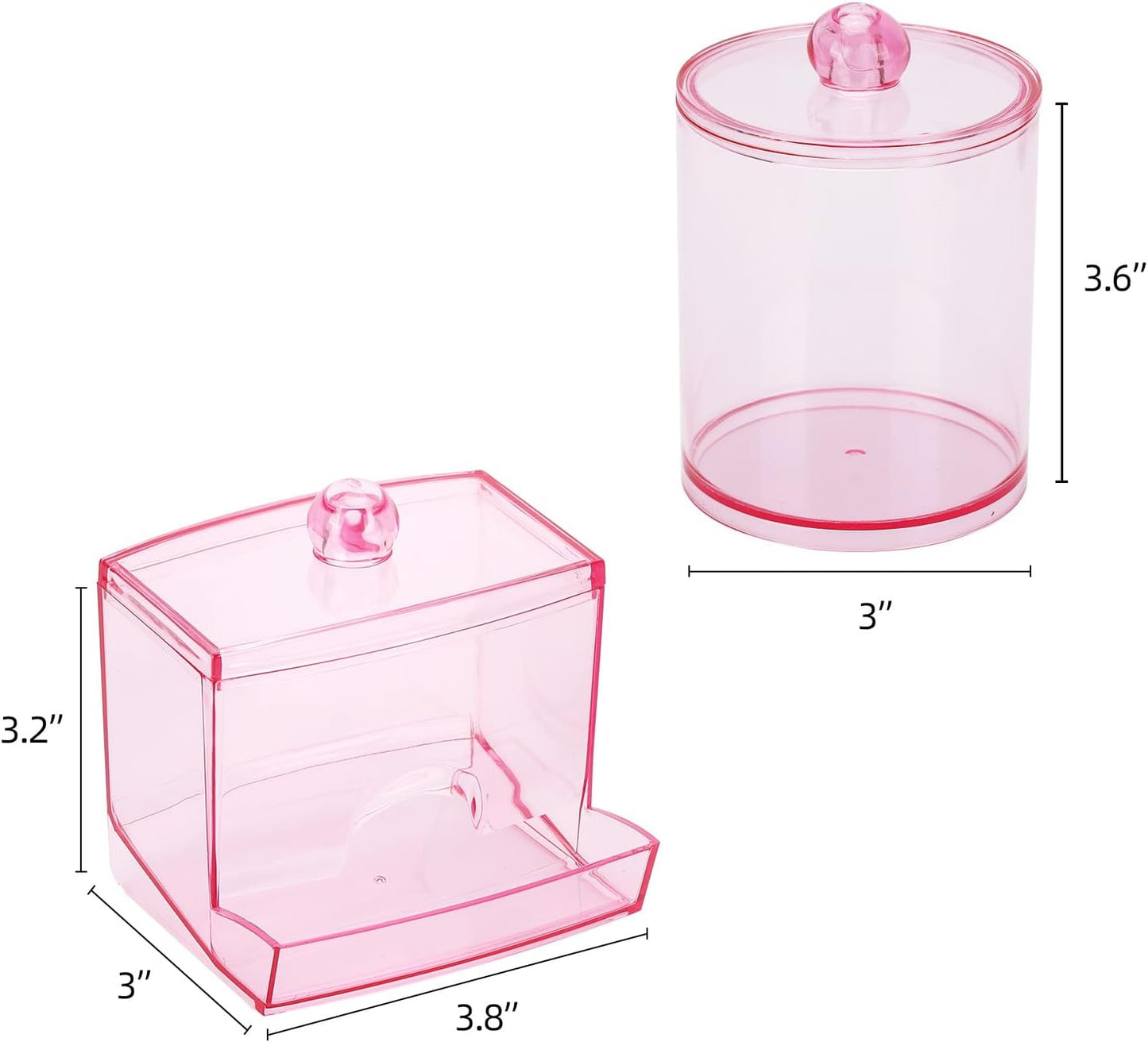 Tbestmax Qtips Dispenser, 10/12 oz Big Cotton Ball Holder Bathroom Container,Plastic Apothecary Jar Organizer for Storage Cotton Swab, Cotton Round Pads, Floss Picks - Pink