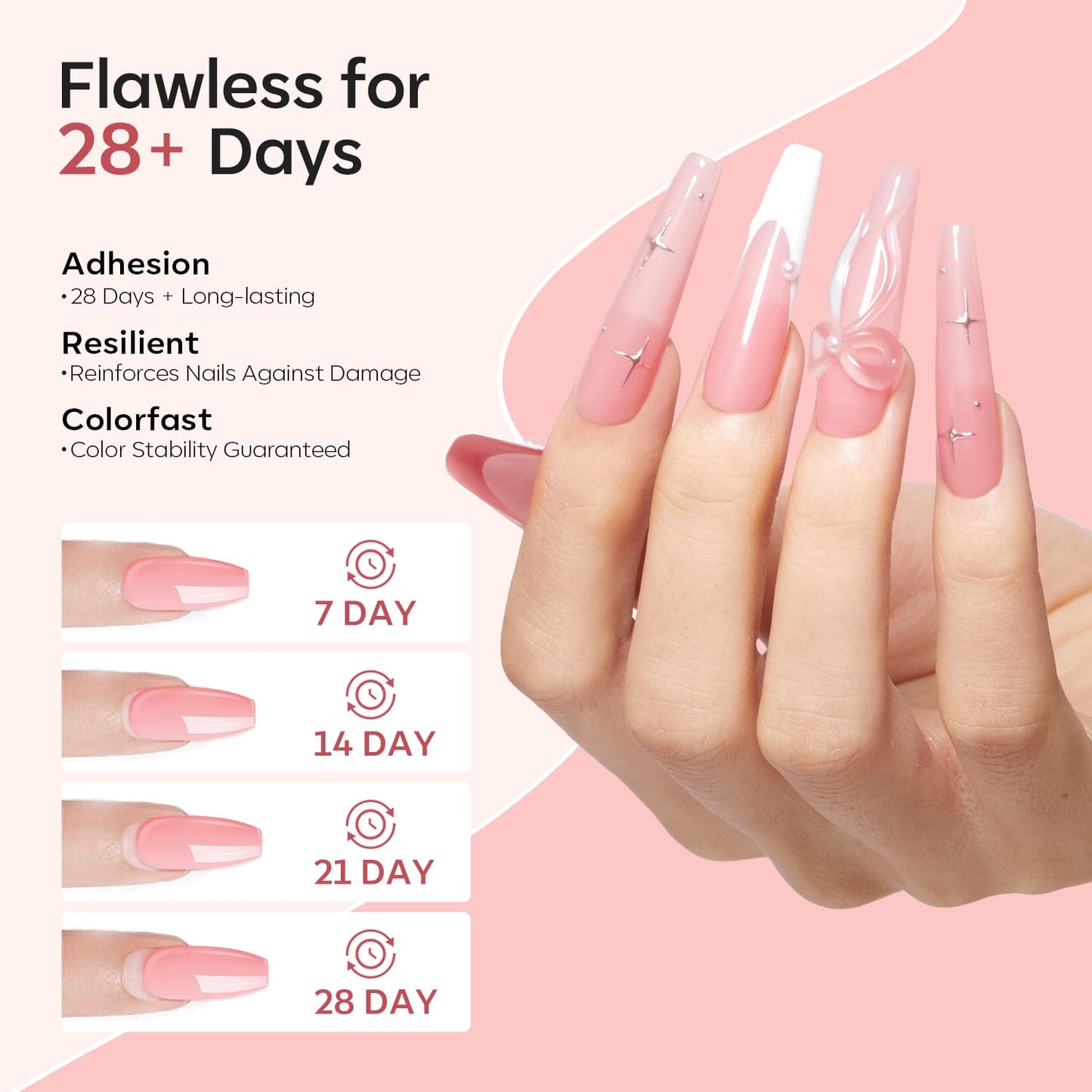 Modelones Acrylic Powder, 4.23oz Upgraded Cover Pink Nail Acrylic Powder for Nail Art 3D Carving French Nails Extensions, Non-Yellowing, Gifts for Women