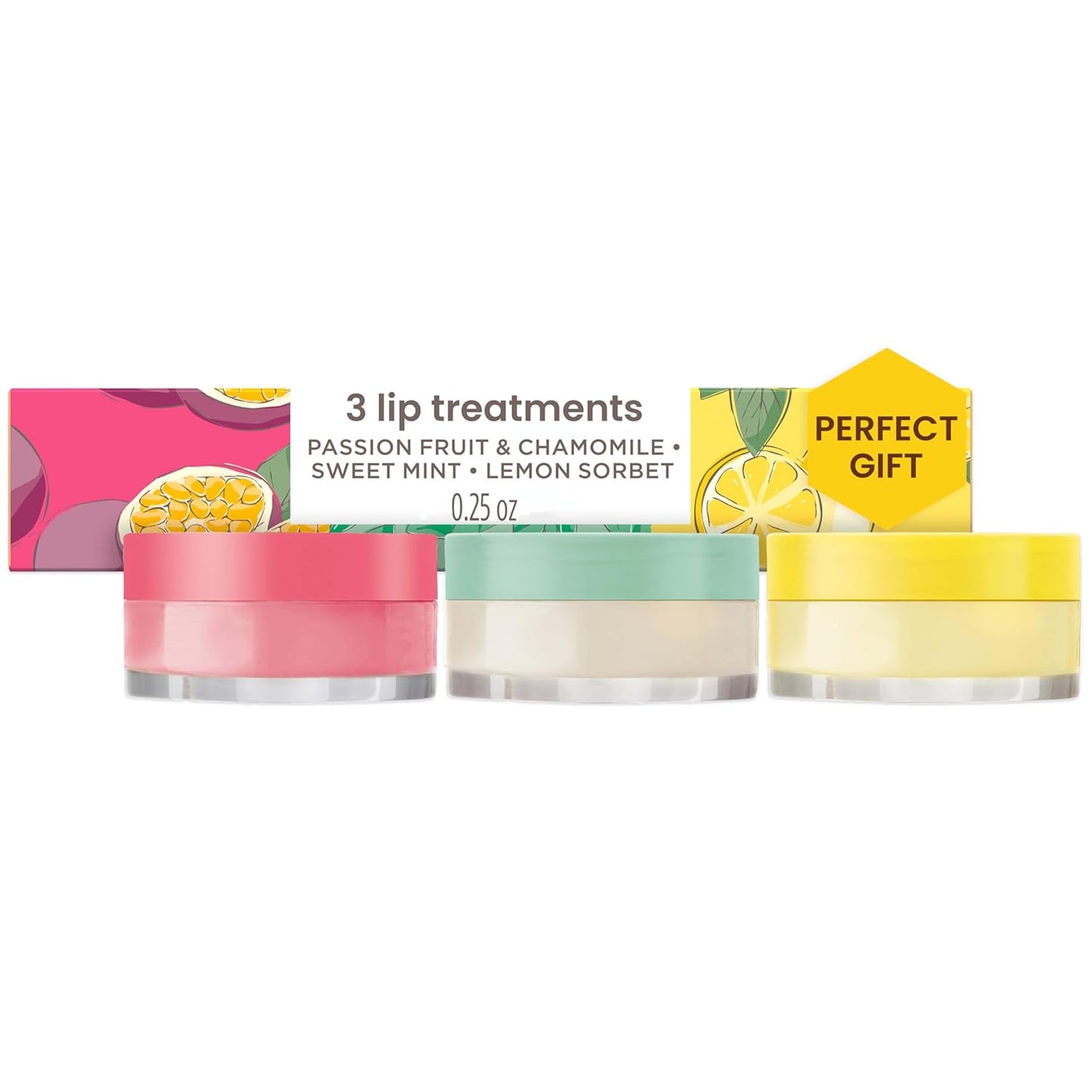 Burt's Bees Lip Mask Set- Overnight Intensive Treatment Revives & Nourishes for All Day Hydration, Passion Fruit & Chamomile, Sweet Mint & Lemon Sorbet