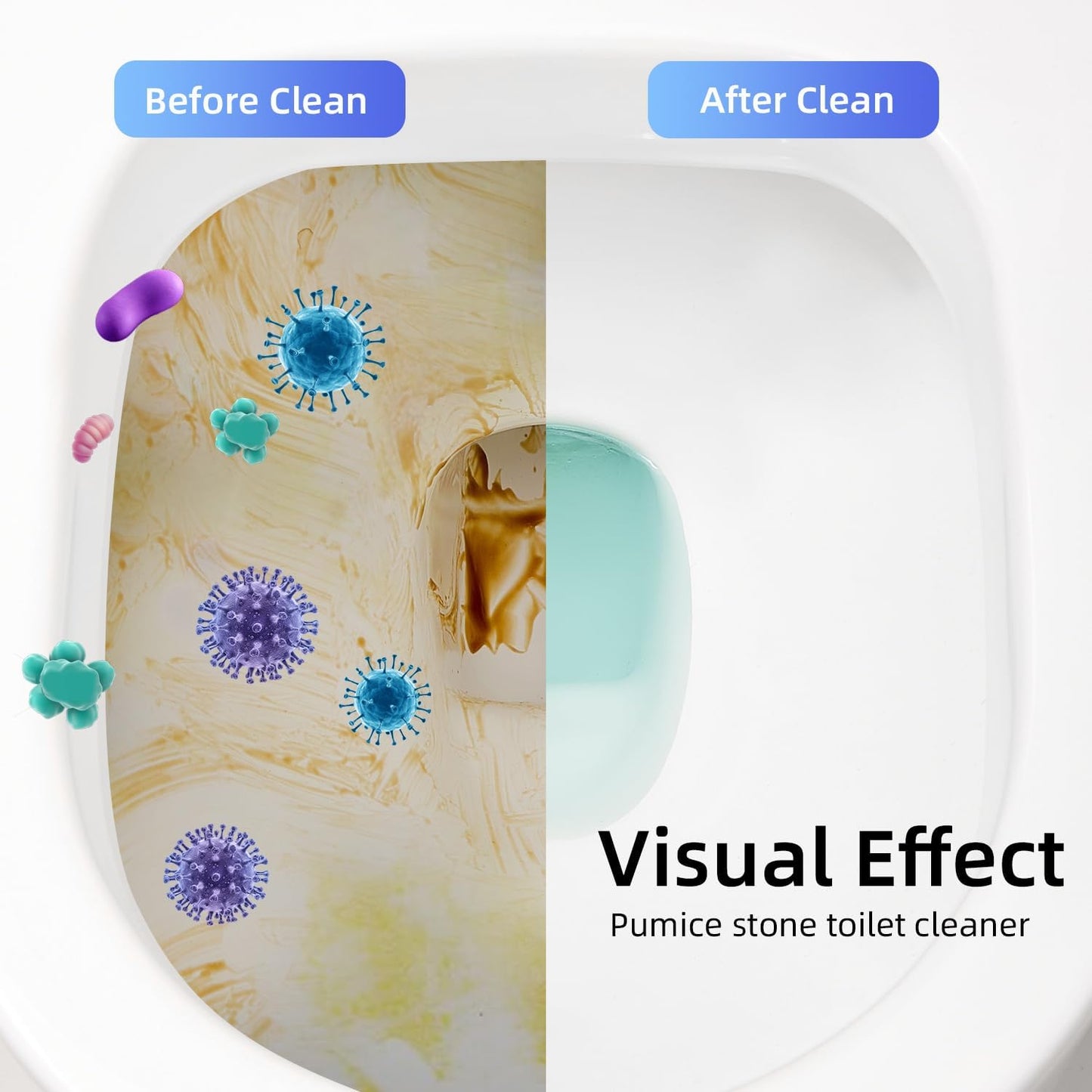 Toilet Brush & Pumice Stone Brush Combo, 2-in-1 Toilet Bowl Brush and Dual-Slot Holder Set, Curved Deep Cleaning Brush & Extended Handle, Compact Size Toilet Cleaner Brush Organizer