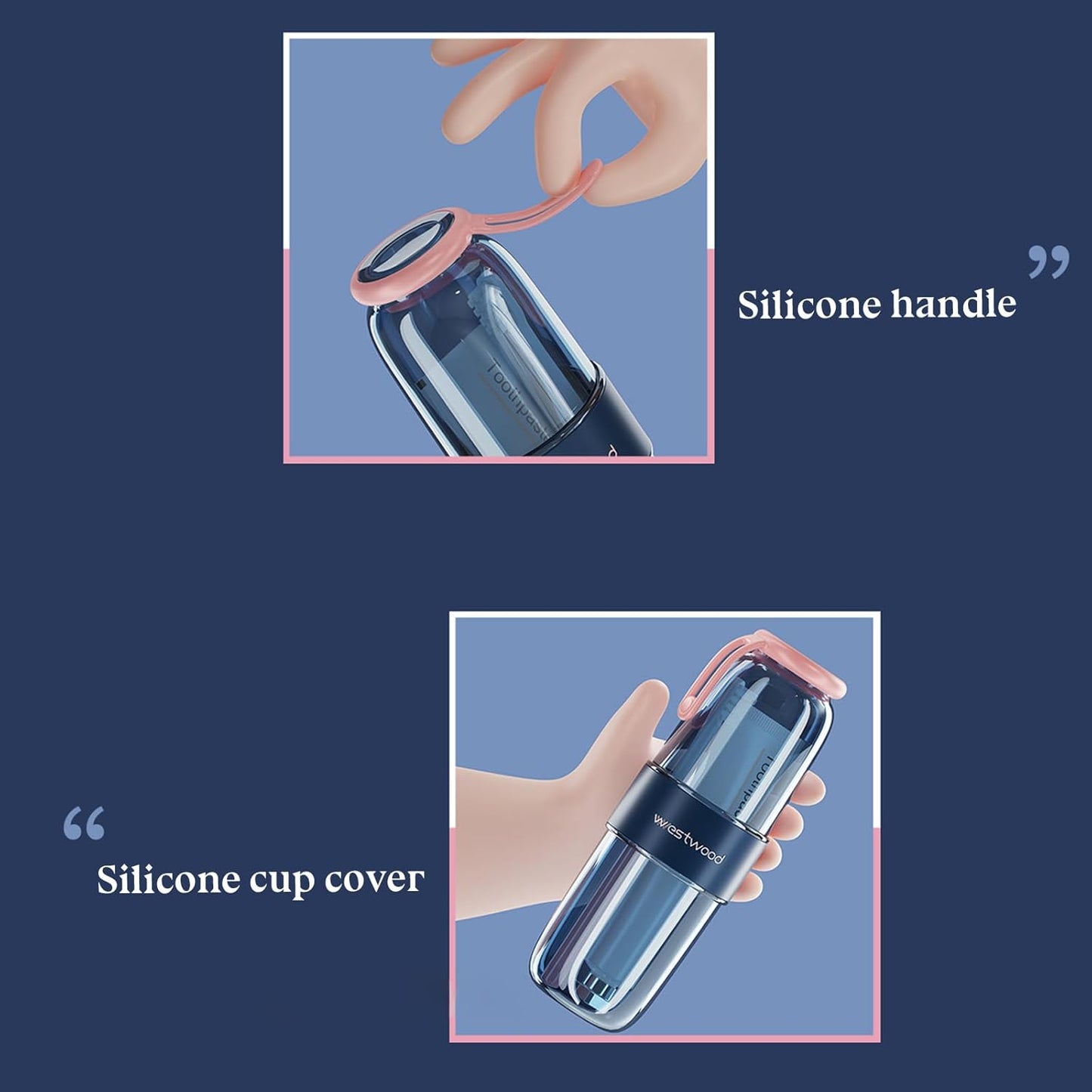 Luxury Transparent Pink Plastic Travel Toothbrush Holder Case with Cover, Portable Travel Toothbrush Cup, Storage Container for School Camping Business Trip Bathroom