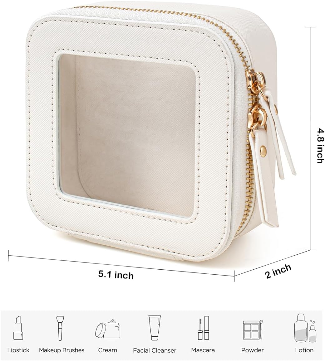 Travel Clear Makeup Bag Set, TSA Approved Cosmetic Bag Case with Zipper Portable Makeup Pouch Toiletry Bag Women Traveling Cosmetic Organizer Storage Bag Car Organizer Car Essentials for Women