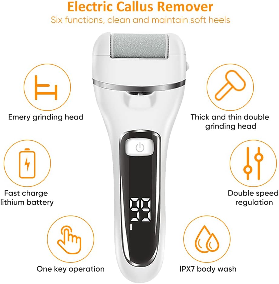 Electric Foot Callus Remover, Foot Polisher for Feet with Rechargeable Waterproof Professional Pedicure Kit, Black, 20 Count (Pack of 10)