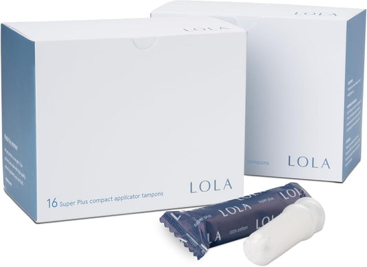 LOLA Super Plus Tampons - 32 Count, Plastic Applicator - Non-Toxic Leak Protection Tampons for Women - Clean Feminine Care