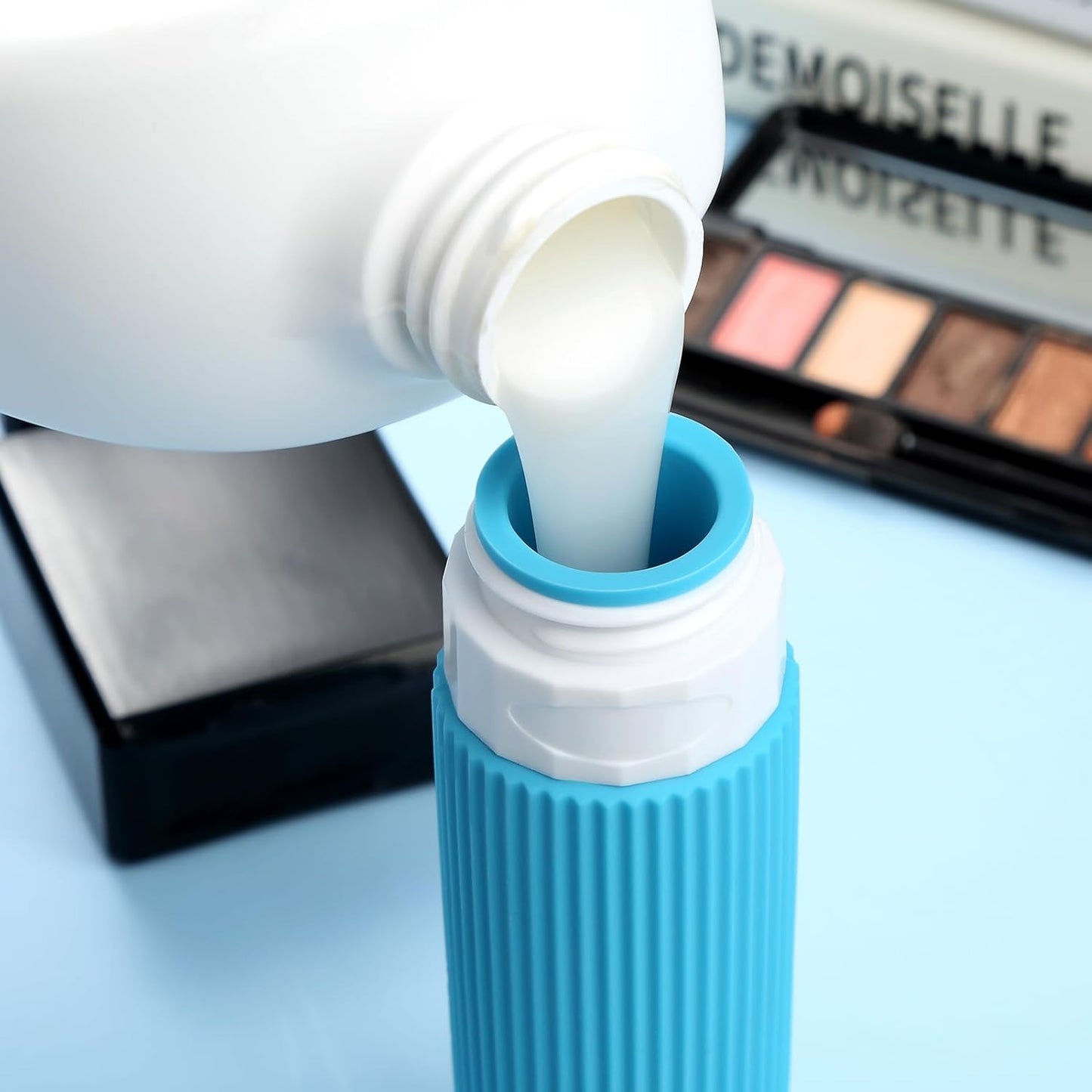 Travel Bottles for Toiletries, Tsa Approved 3oz Portable Travel Bottles, BPA Free Leak Proof Squeezable Silicone Travel Size Containers, Travel Accessories with Clear Toiletry Bag (4 Pack)