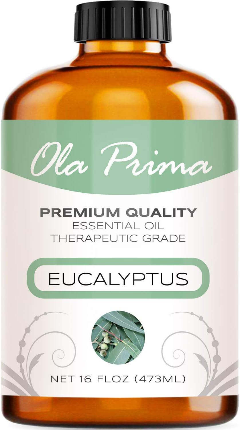 Ola Prima Eucalyptus Essential Oil 16oz Bulk – Therapeutic Grade for Aromatherapy, Diffuser, Stress Ease & Cleaning - Essential Oils