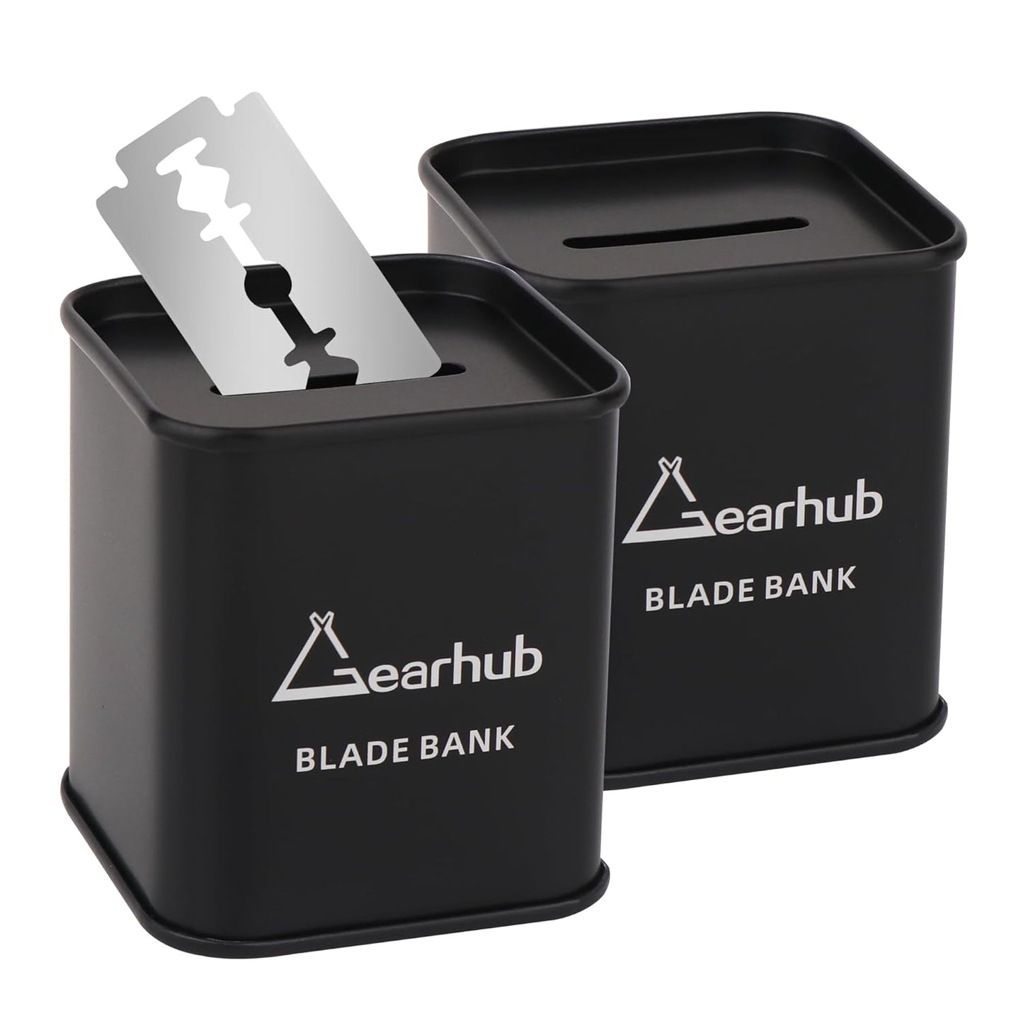 Gearhub 2 Pack Blade Bank Safely Store Used Safety Razor Blades Large Capacity Disposal for Barber Shops & Personal Use Sealed Design Holds 300+ Blades, Compact & Durable