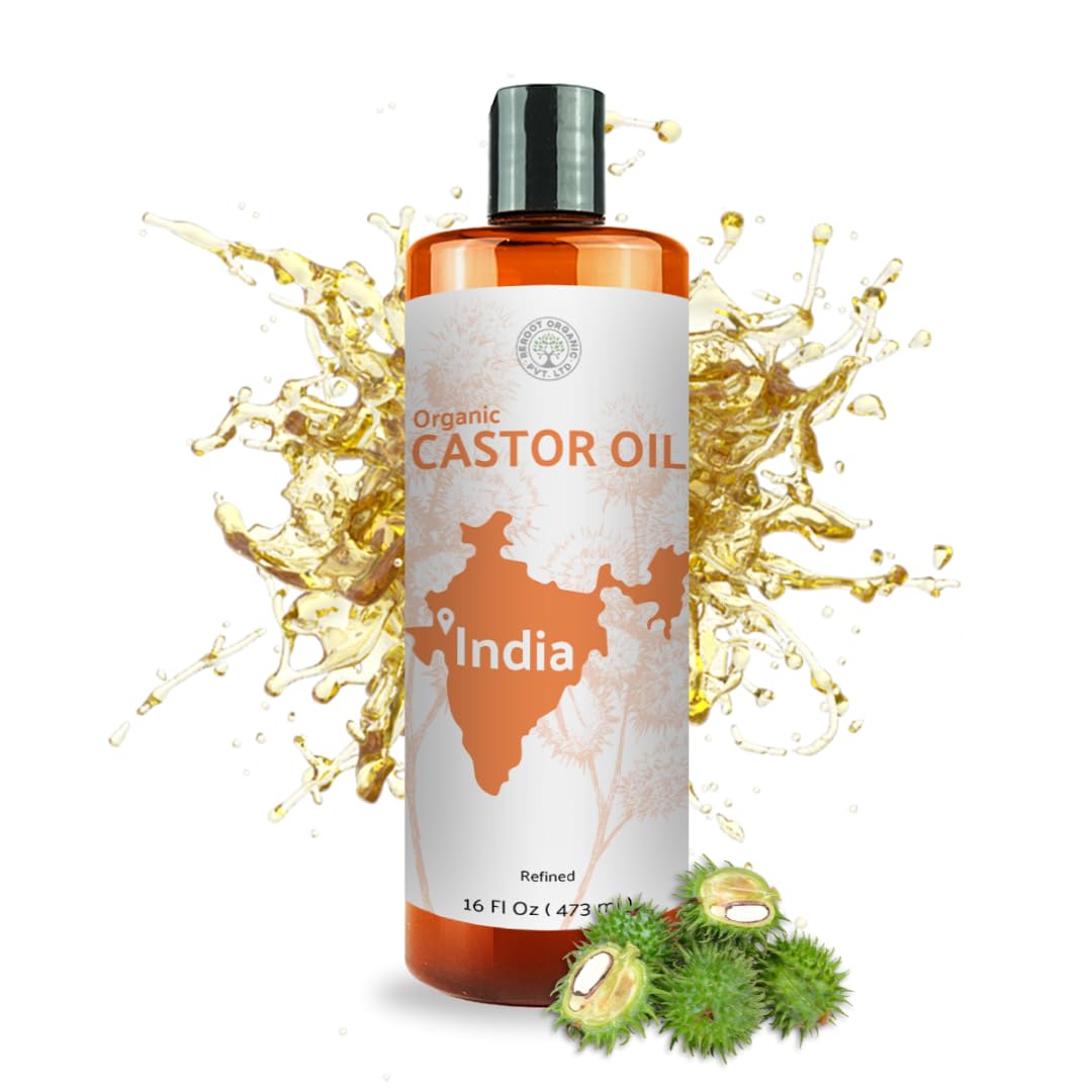 Organic Castor Oil Direct From India - Cold Pressed Castor Oil For Face - Hexane Free (16 oz)