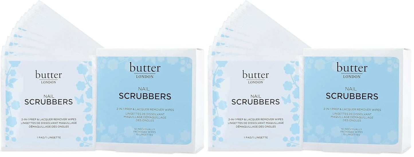 Butter LONDON Nail Polish Remover Pads, Nail Scrubbers (10 Count) - 2-in-1 Prep & Lacquer Remover Nail Wipes - Travel-Friendly Gel Fingernail Polish Remover - Cruelty-Free, Paraben-Free & Gluten-Free