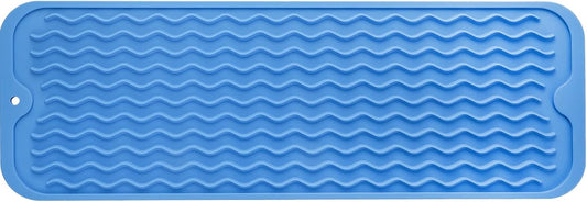Silicone Dish Drying Mat for Multiple Usage,Easy clean,Eco-friendly,Heat-resistant Silicone Mat for Kitchen Counter,Sink,Bar,Bottle,or Cup Lichen Blue M 17 inches x 6 inches
